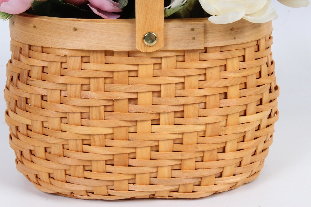 Корзина плетеная из бересты  овальная   20.5x14 d=13/28.5cm  Св.коричневый 5017 Н