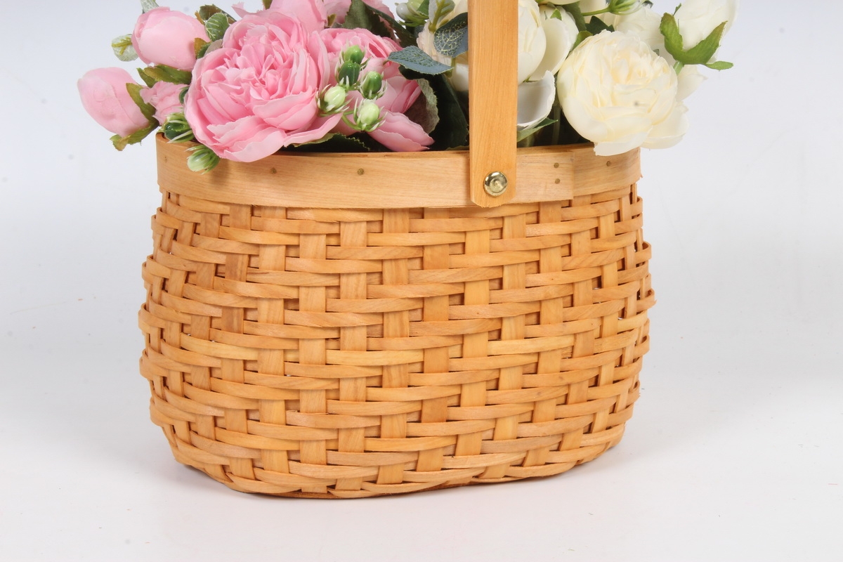 Корзина плетеная из бересты  овальная   20.5x14 d=13/28.5cm  Св.коричневый 5017 Н
