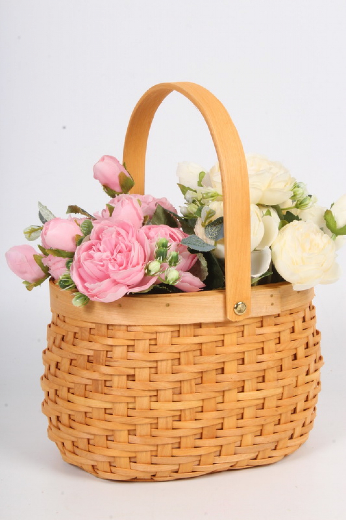 Корзина плетеная из бересты  овальная   20.5x14 d=13/28.5cm  Св.коричневый 5017 Н