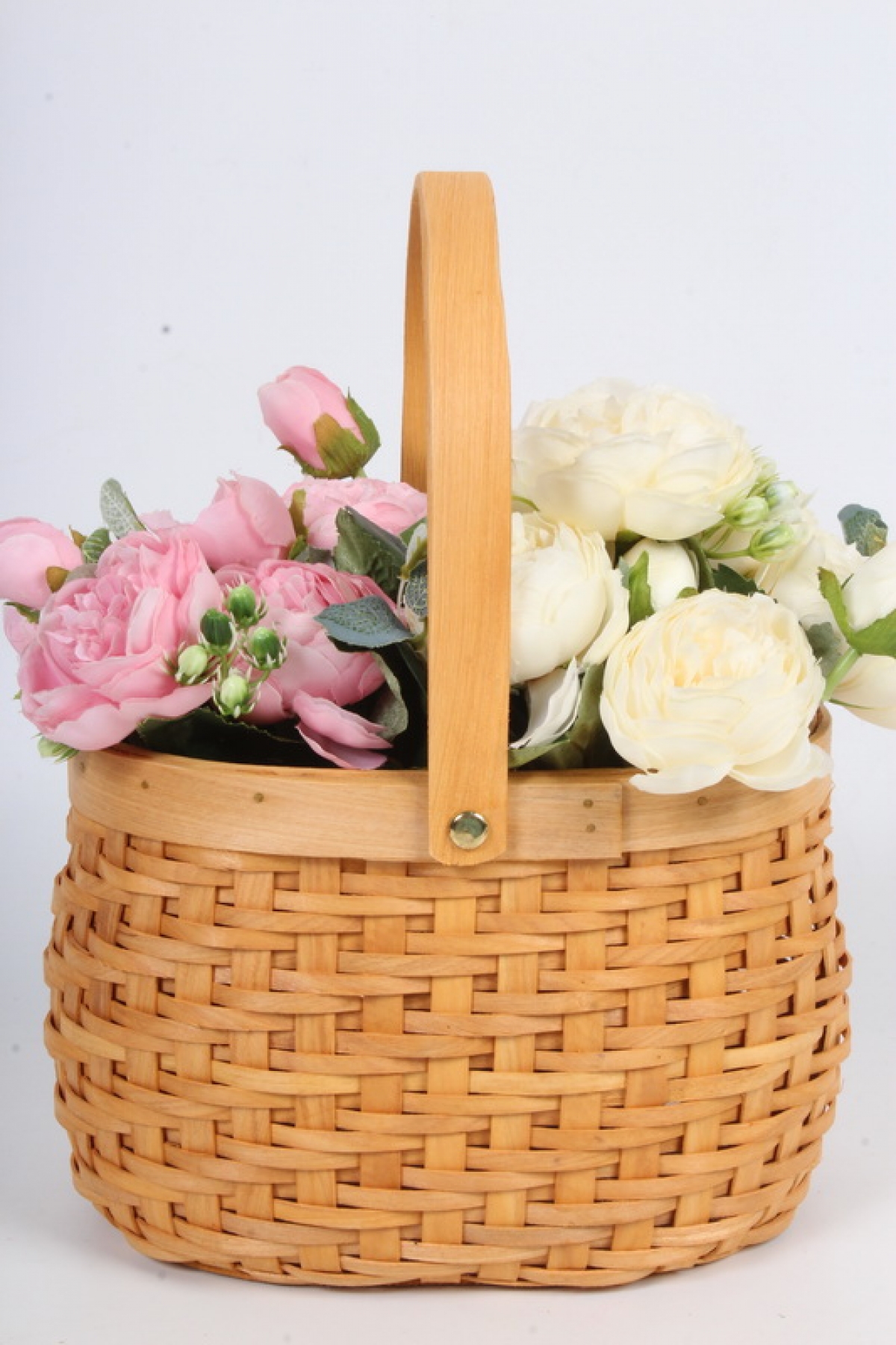 Корзина плетеная из бересты  овальная   20.5x14 d=13/28.5cm  Св.коричневый 5017 Н