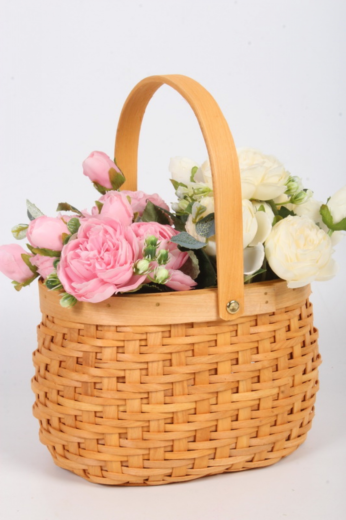 Корзина плетеная из бересты  овальная   20.5x14 d=13/28.5cm  Св.коричневый 5017 Н