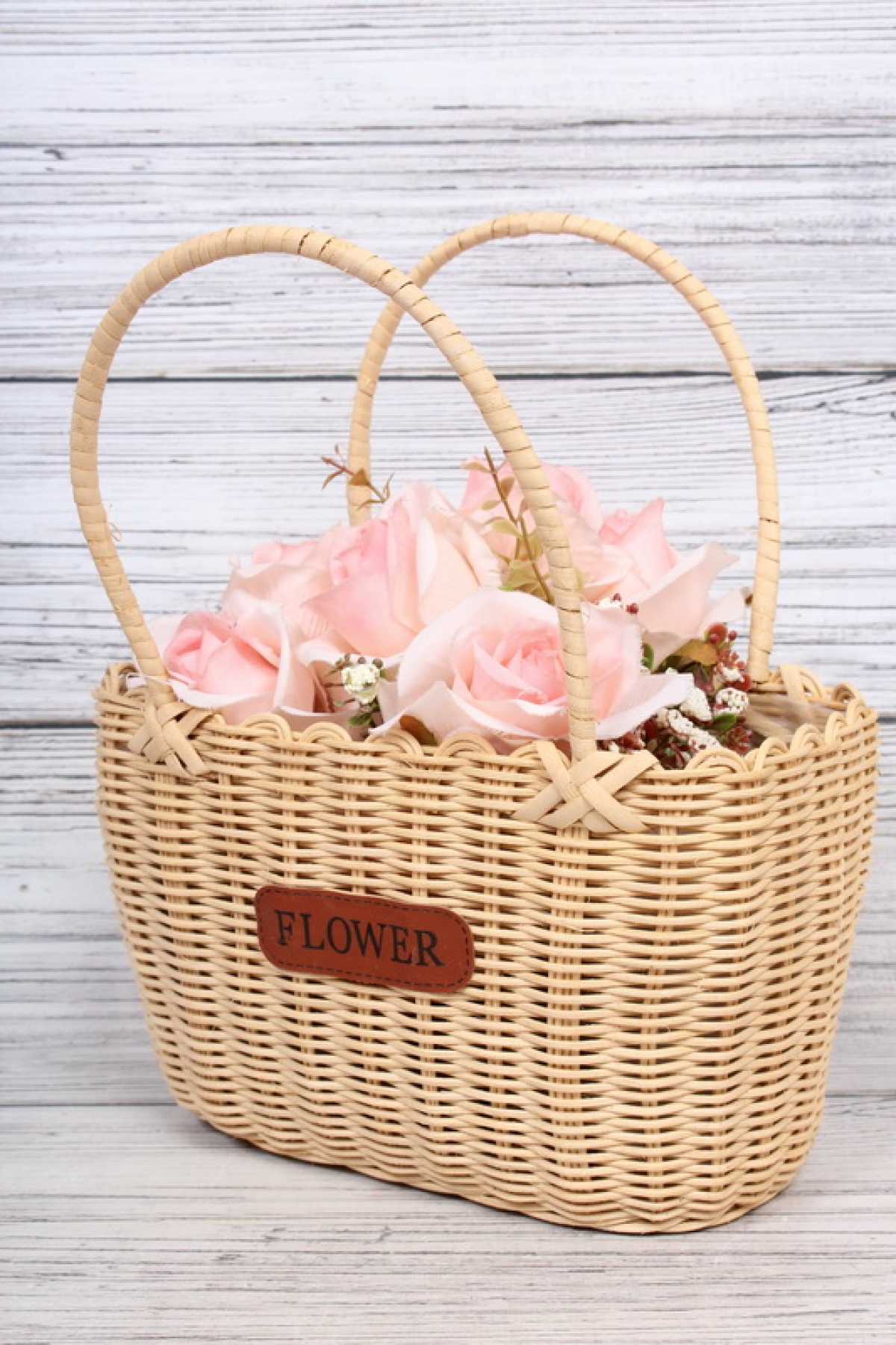 Корзина плетеная из ротанга, сумка 23*15*14.5/27.5cm натуральный 7730Н