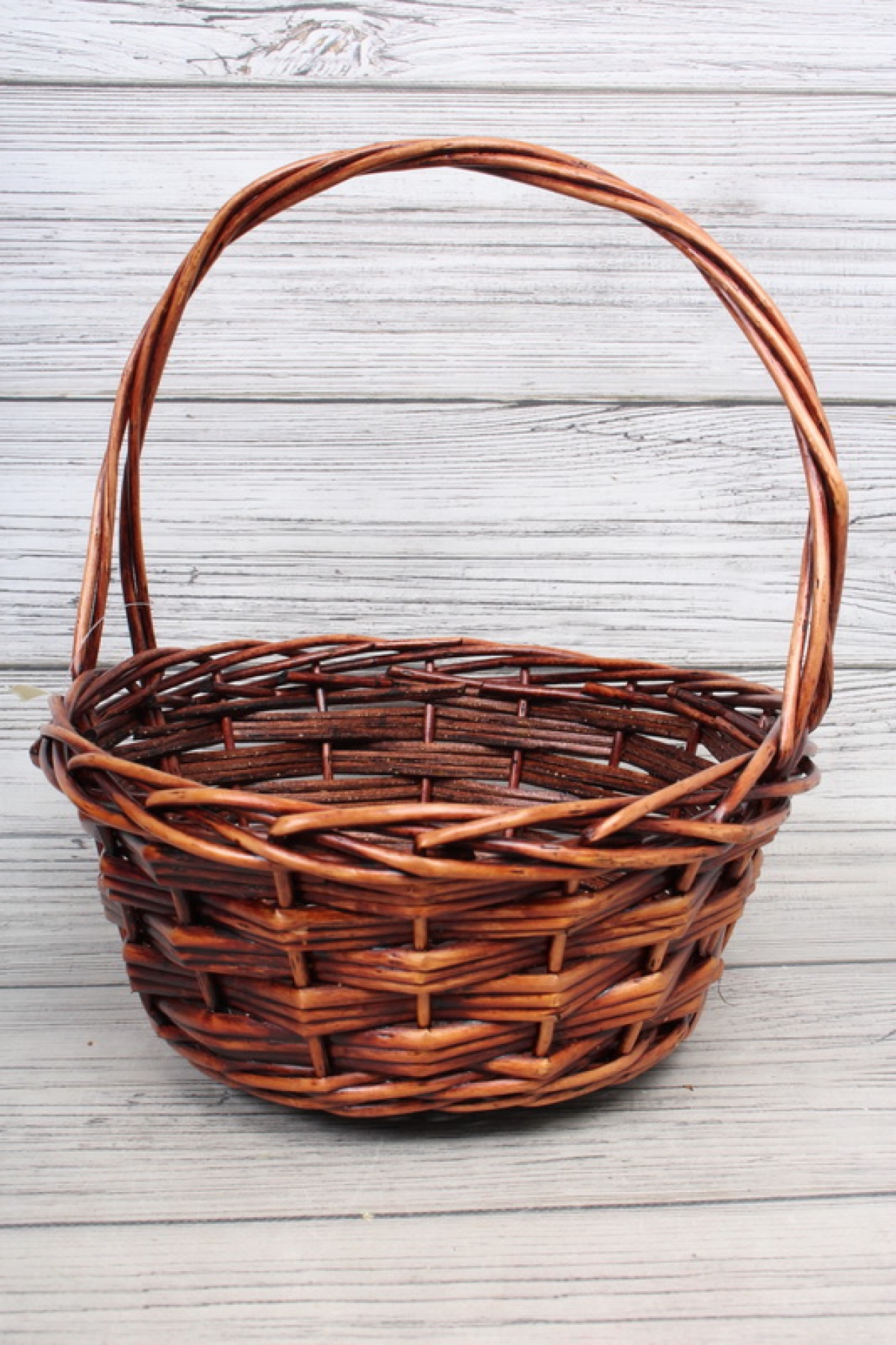Корзина плетеная один (ива) 1шт, Круг  D28xH13/30CM  коричневый 7969М