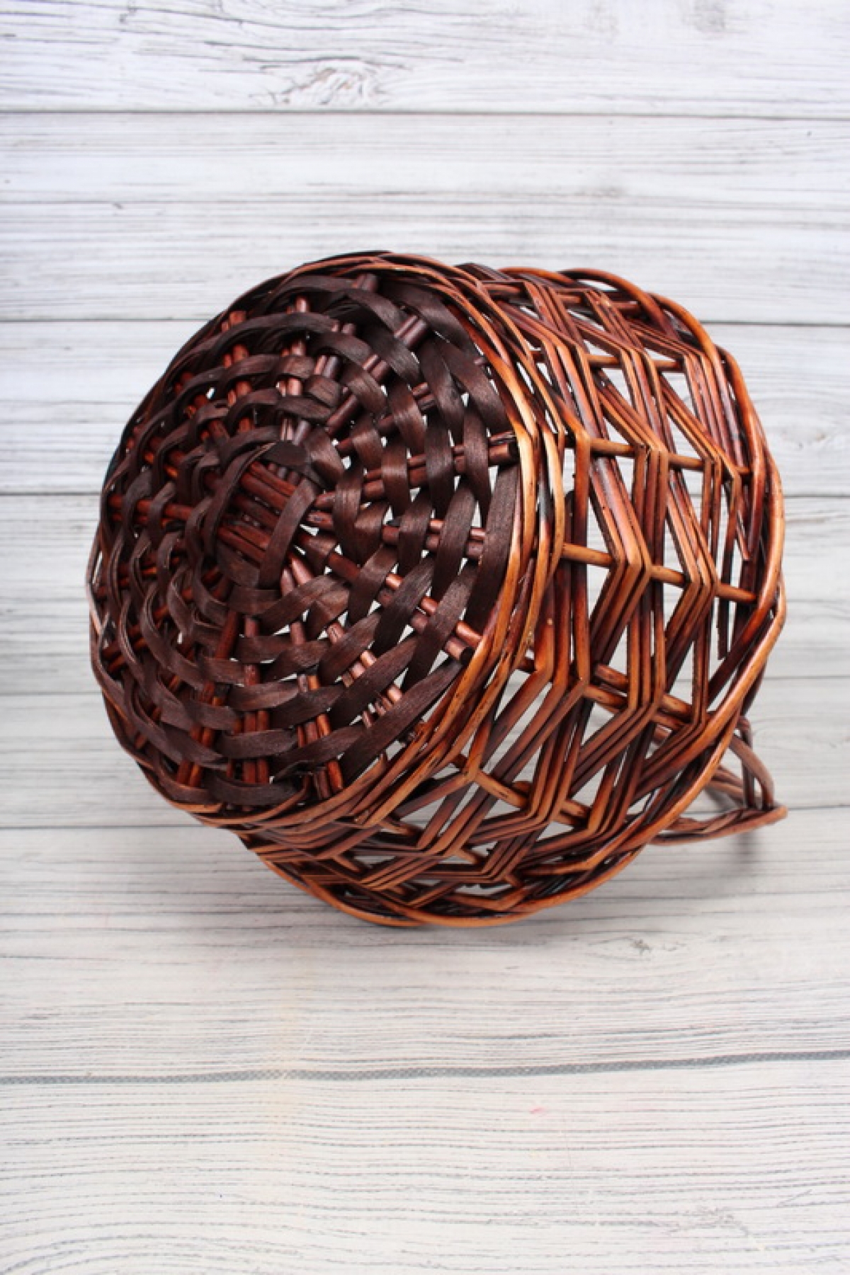 Корзина плетеная один (ива) 1шт, Круг  D28xH13/30CM  коричневый 7969М