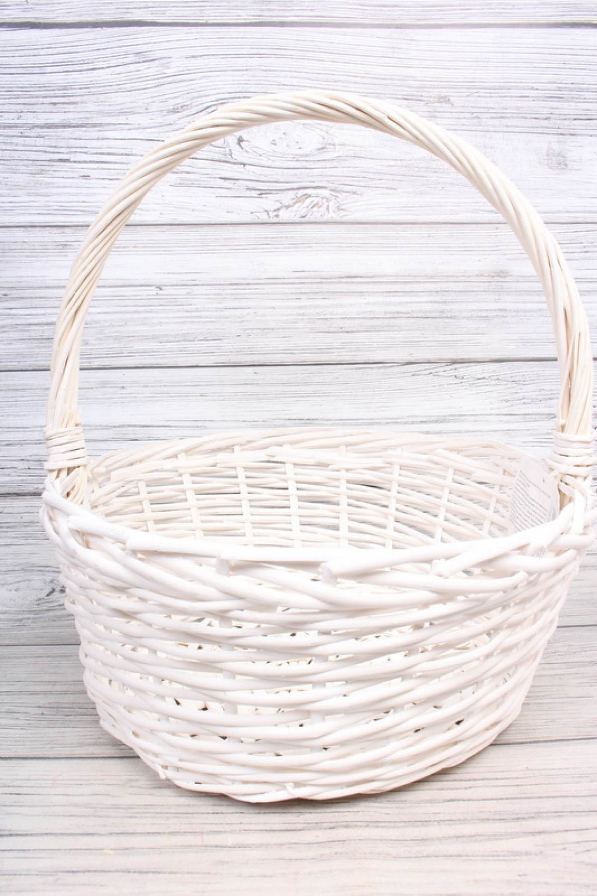 Корзина плетеная одиночная (ива) - Круг  38*38*17*41CM    белый 2993М