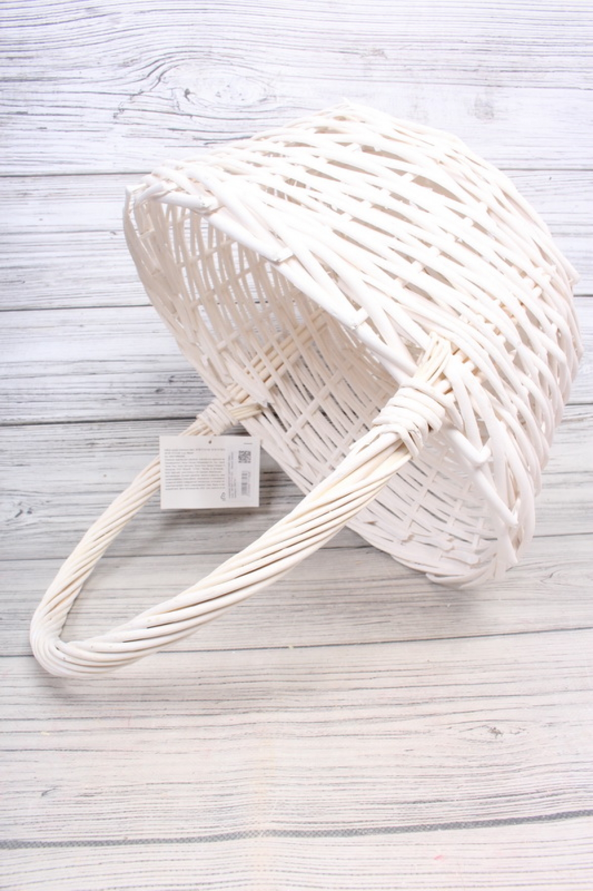 Корзина плетеная одиночная (ива) - Круг  38*38*17*41CM    белый 2993М