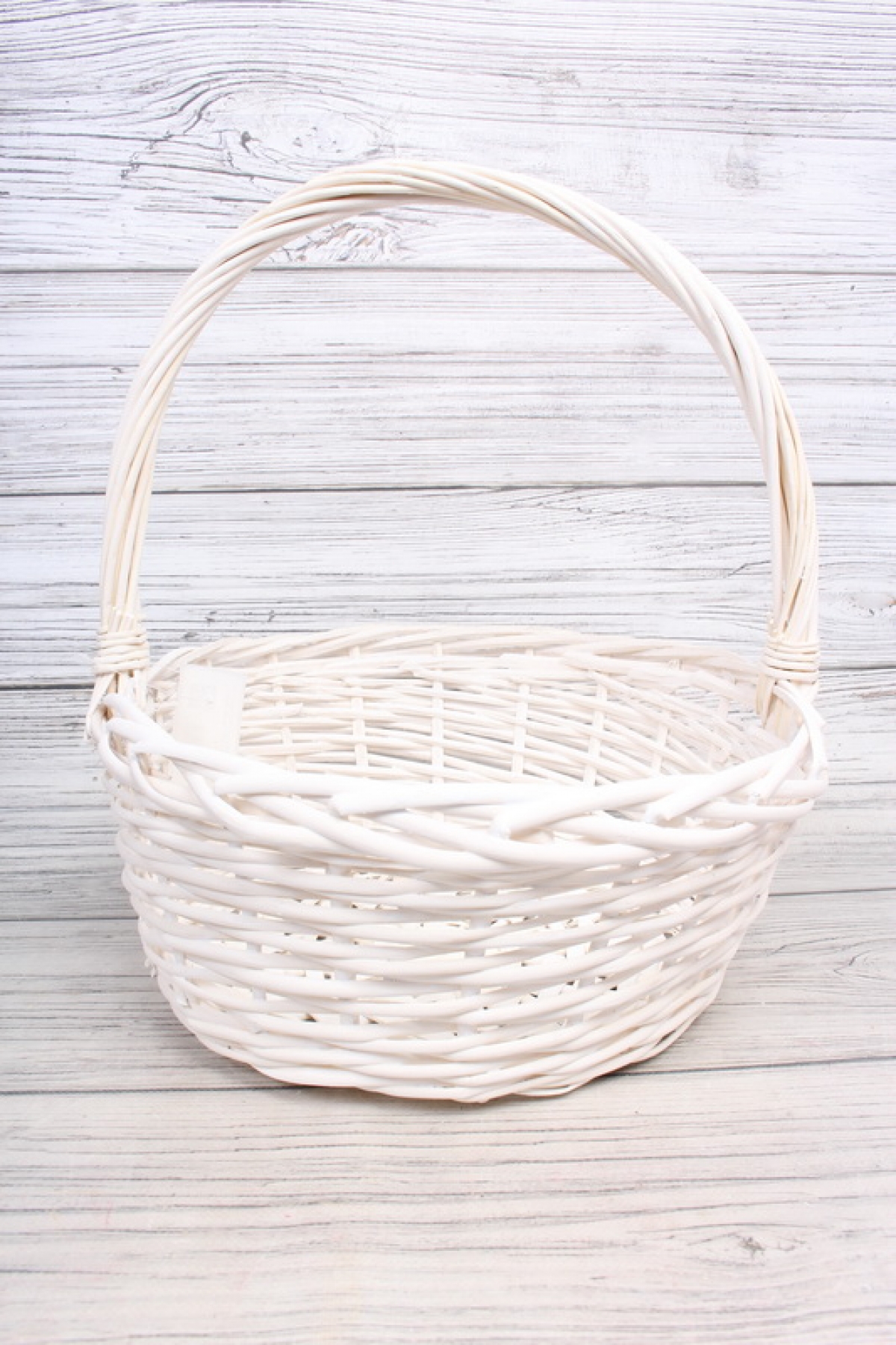 Корзина плетеная одиночная (ива) - Круг  32*32*15*36CM    белый 2993М