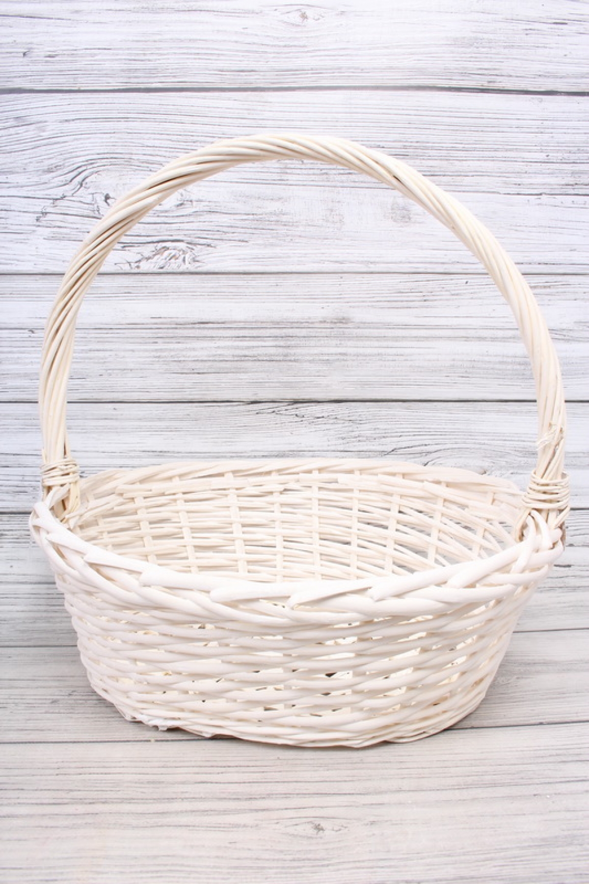 Корзина плетеная одиночная (ива), Овал  44*37*16*40CM,    белый 3150М