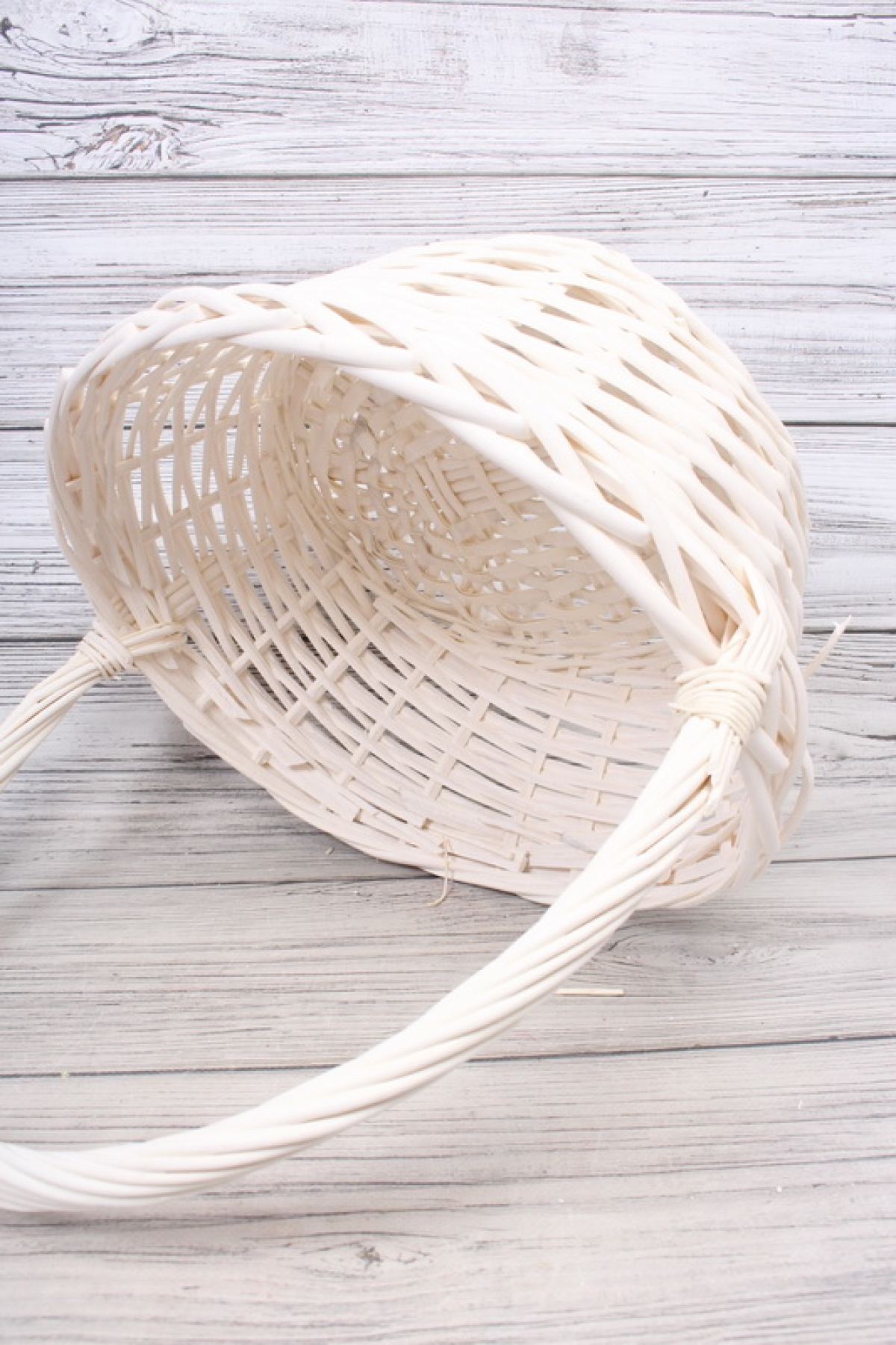 Корзина плетеная одиночная (ива), Овал  37*32*14*35CM,    белый 3150М