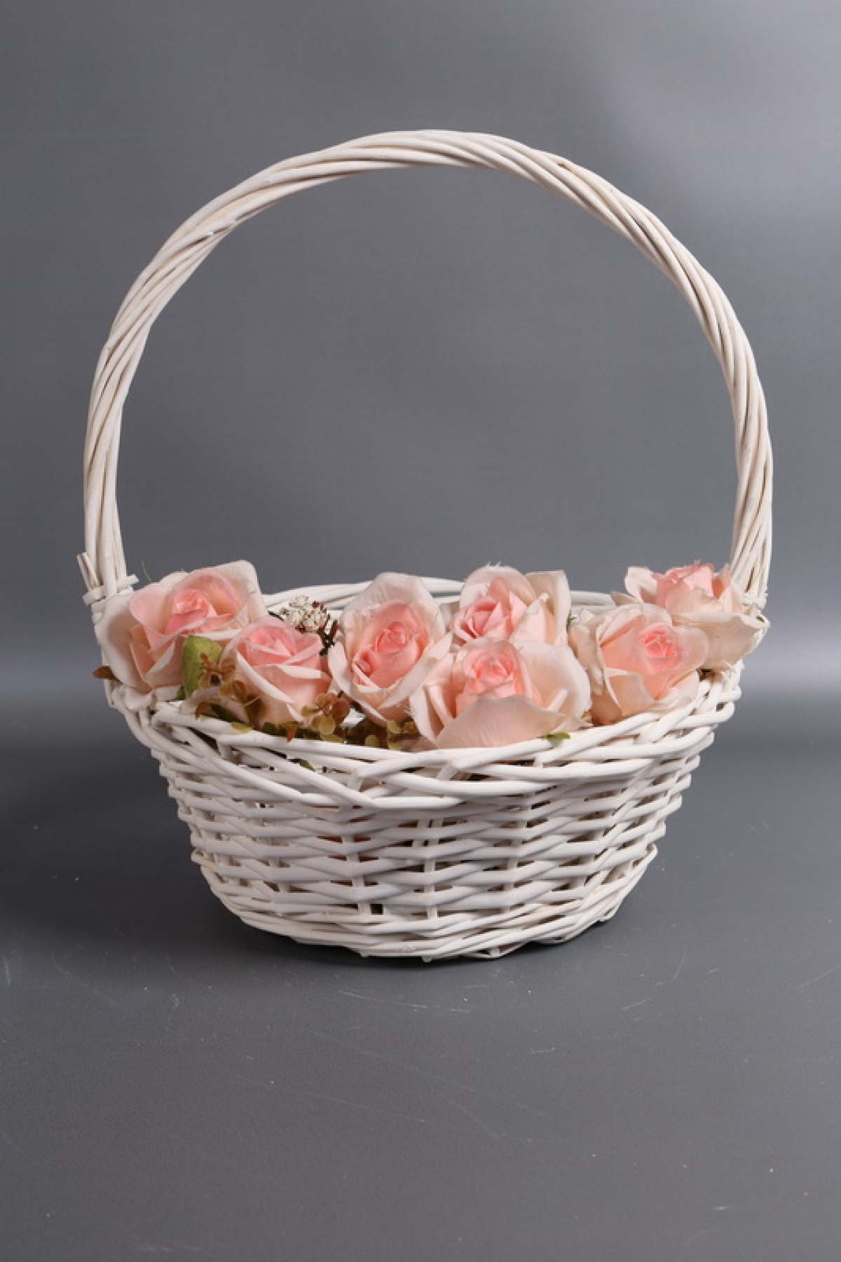 Корзина плетеная одиночная (ива) 1шт - Круг  белый   31*31*13/34 4681Н