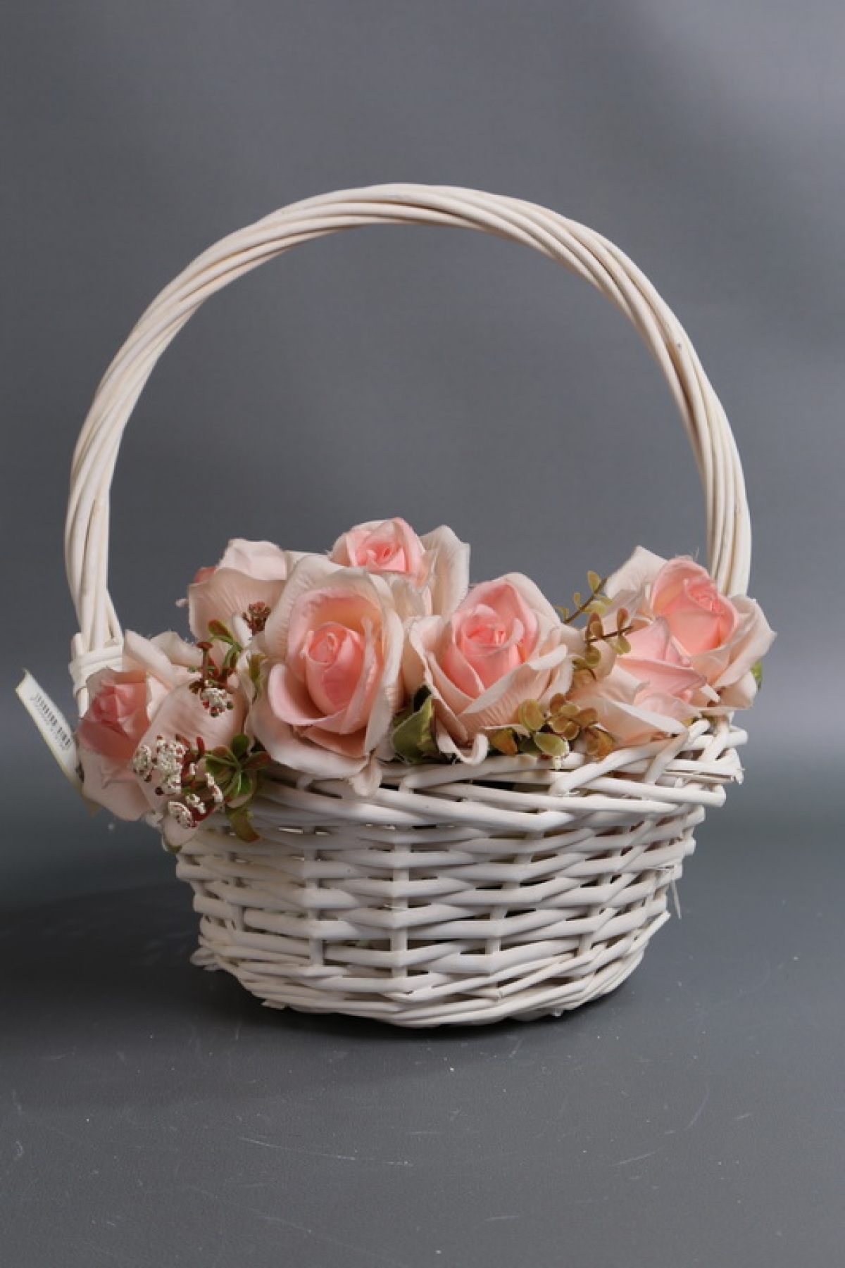 Корзина плетеная одиночная (ива) 1шт - Круг  белый   26*26*11,5/29  4681Н