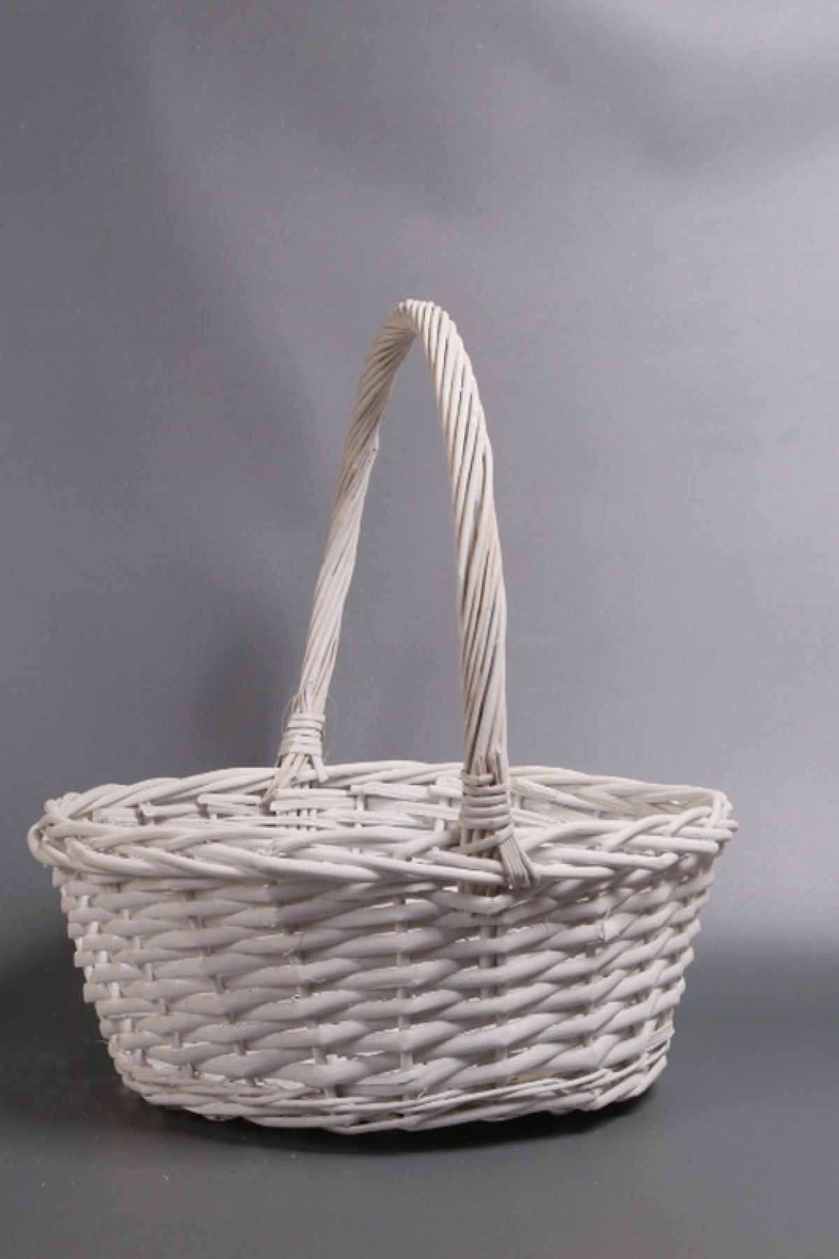 Корзина плетеная одиночная 1шт (ива): D41 H17 BD32 HH43,  белый 7271М