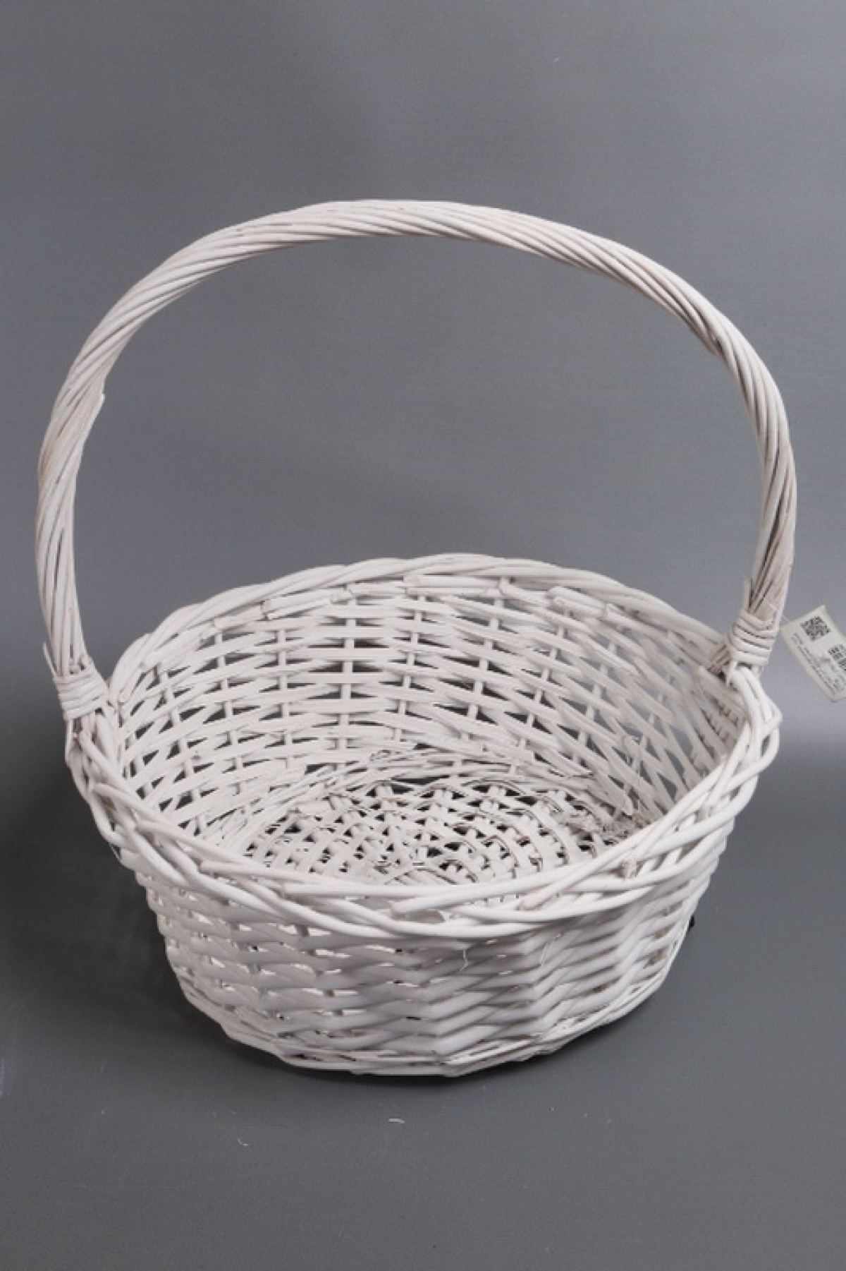 Корзина плетеная одиночная 1шт (ива): D41 H17 BD32 HH43,  белый 7271М