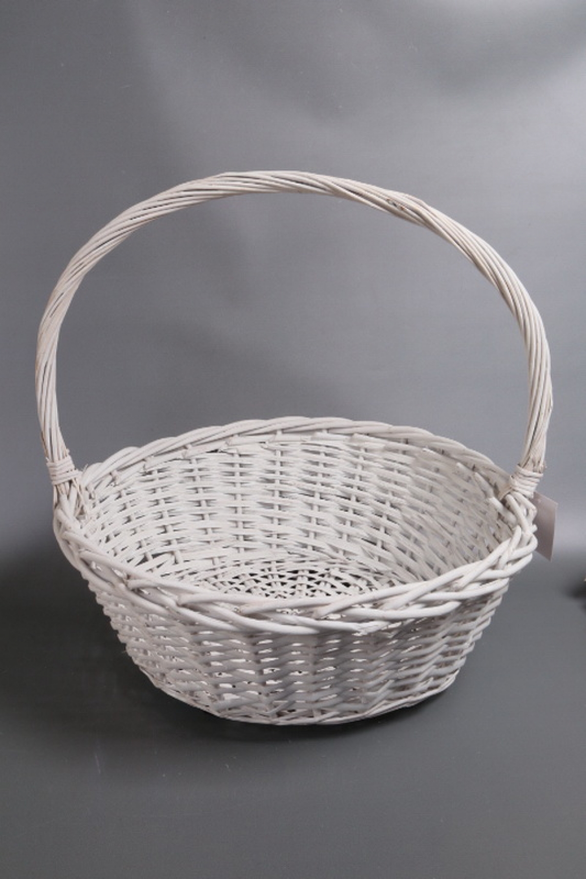 Корзина плетеная одиночная 1шт (ива): D41 H17 BD32 HH43,  белый 7271М