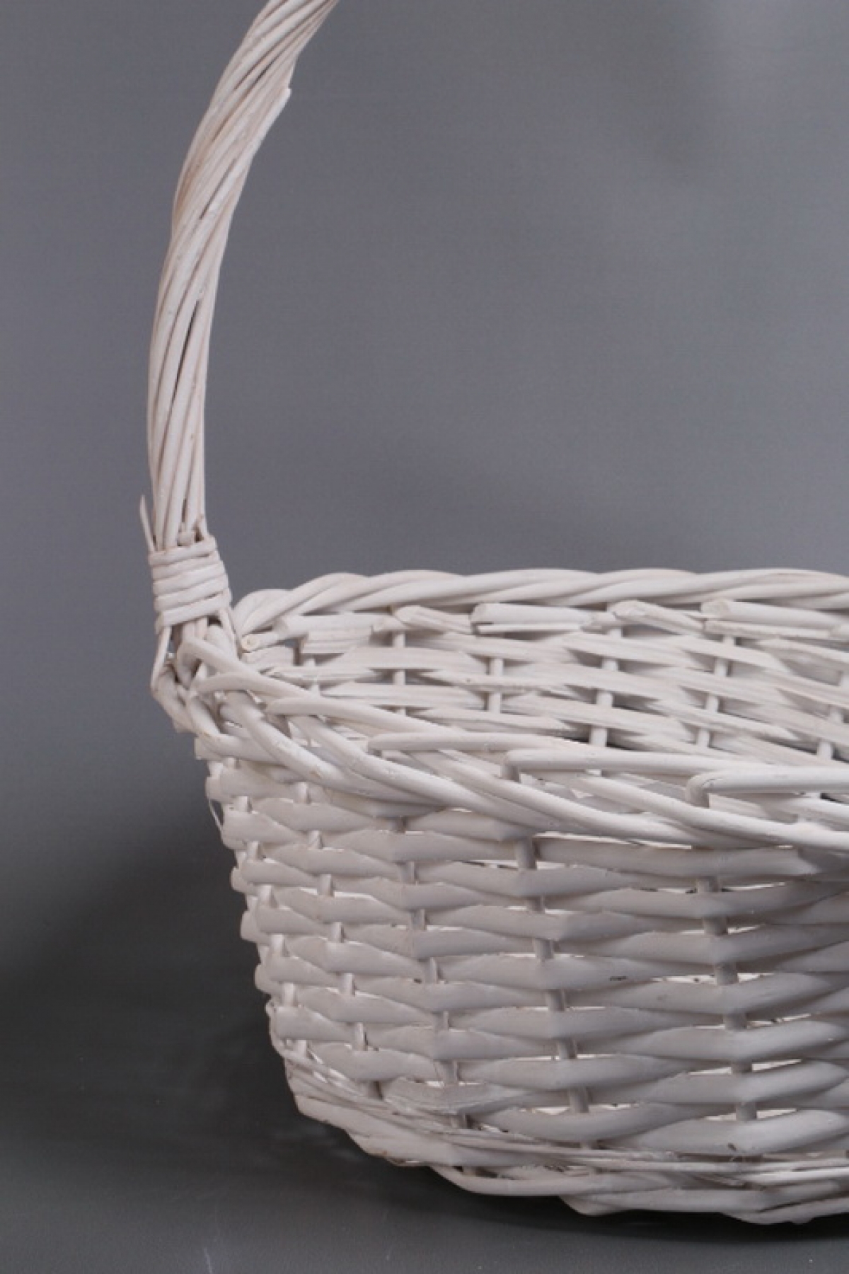 Корзина плетеная одиночная 1шт (ива): D41 H17 BD32 HH43,  белый 7271М