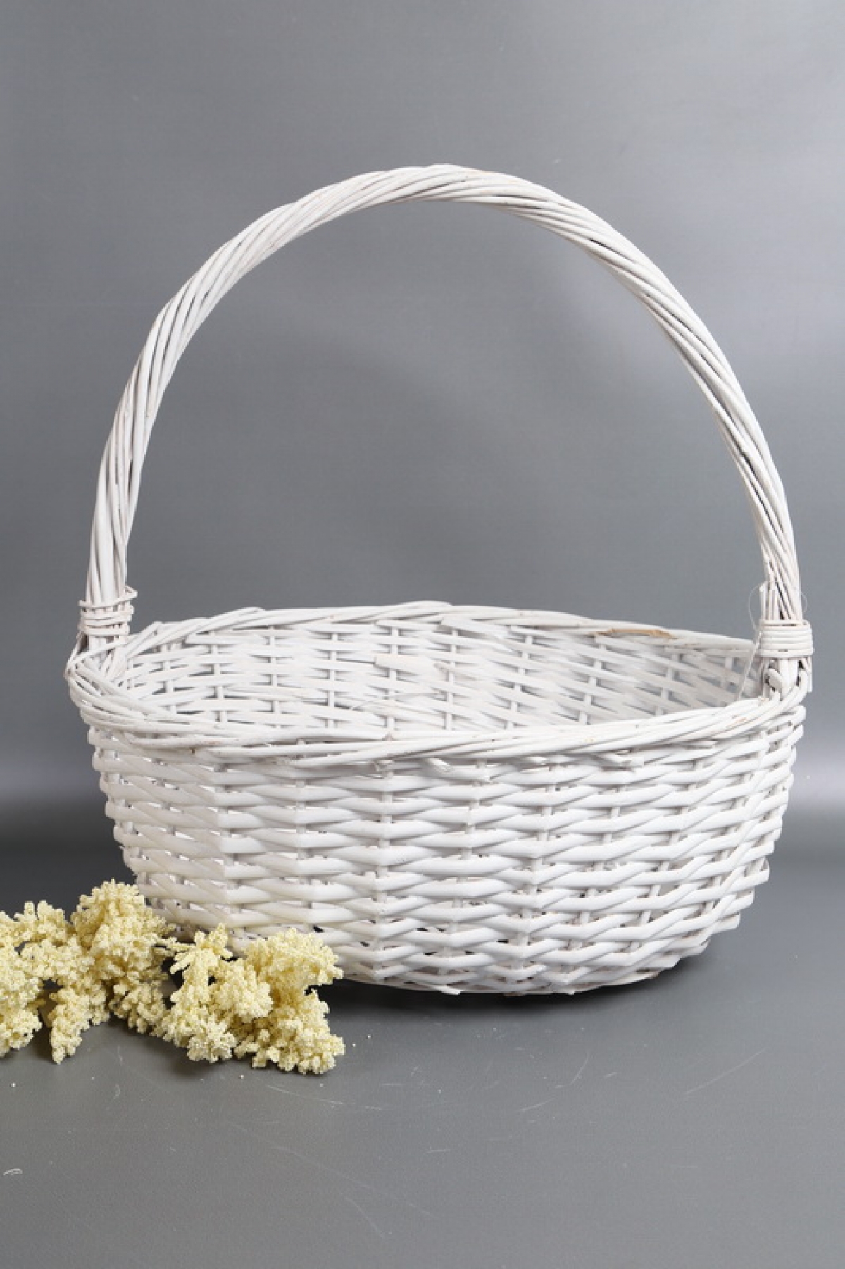 Корзина плетеная одиночная 1шт (ива): 42x34xH16/HH41; белая   1556М