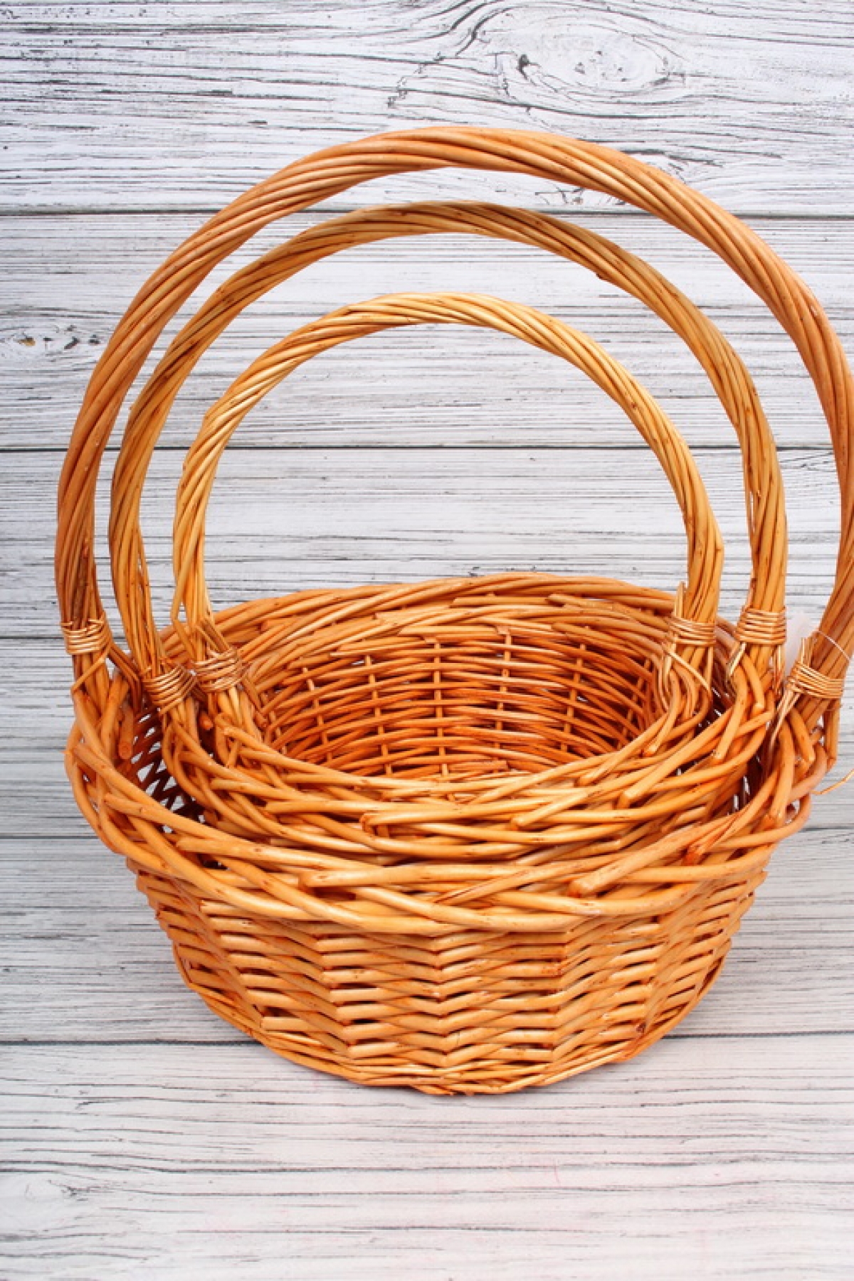 Корзины из ивы, 3шт, круг, 33*33*13, 29*29*12, 23*23*10, медовый 8815Н