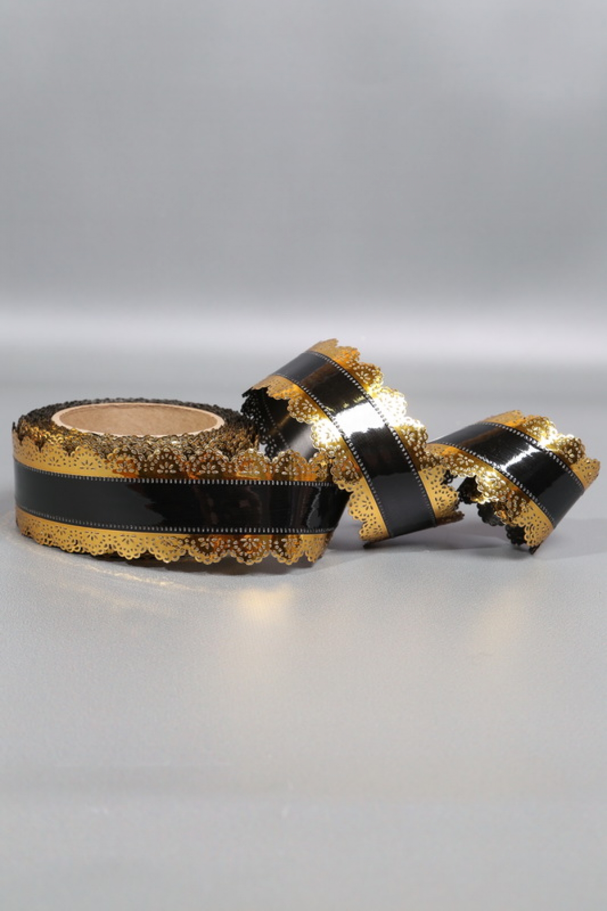 Лента Ажур (5см*25ярд) ЧЕРНАЯ полоса C520