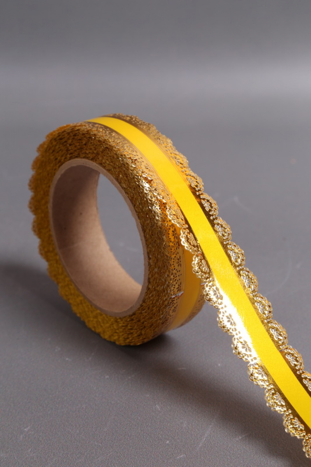 Лента Ажур (3см*25ярд) ЖЁЛТАЯ полоса C324