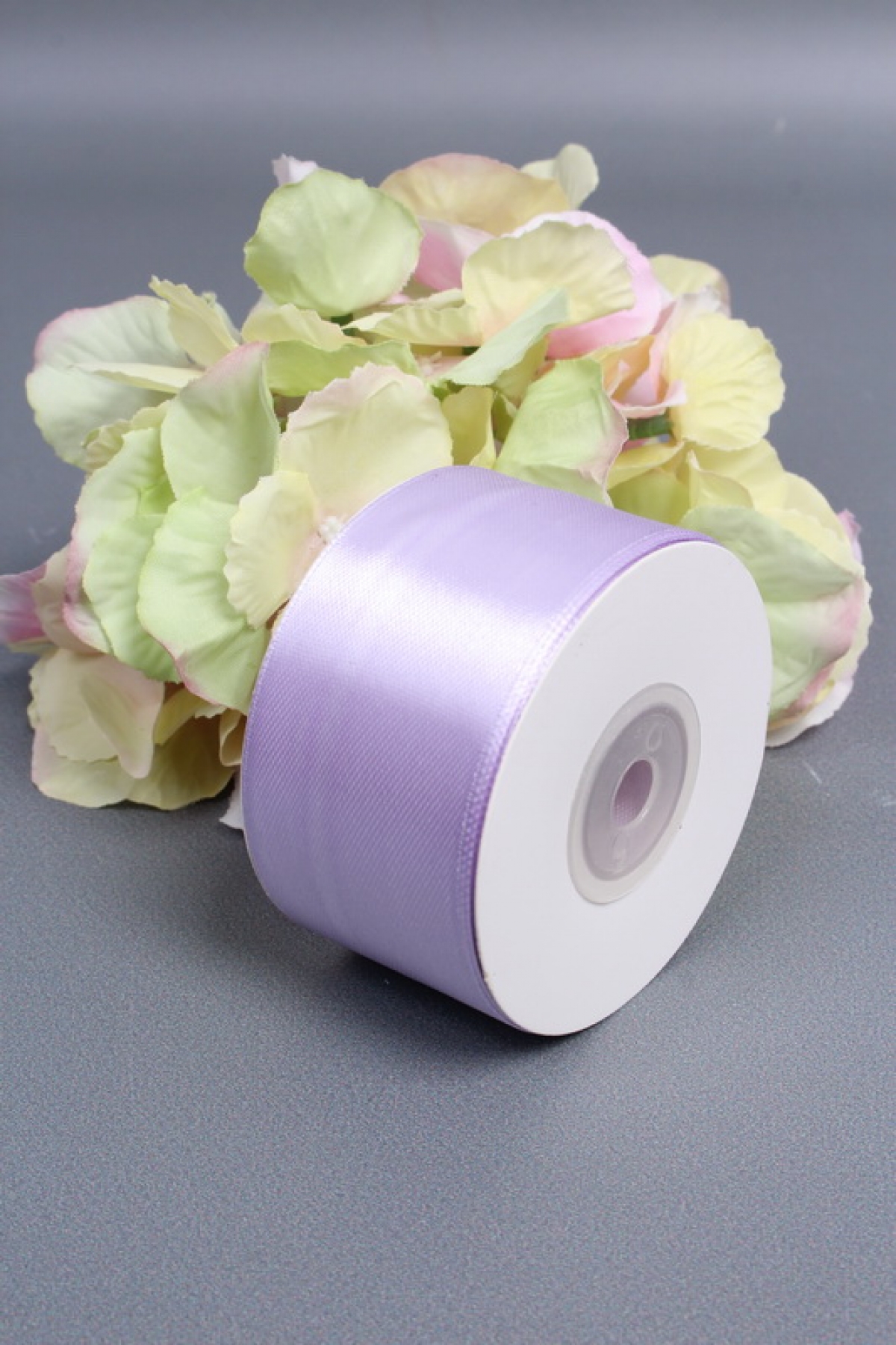 Лента атласная, на картонн.катушке, односторонняя, 38 мм х 25 ярд, светлая орхидея 1450М