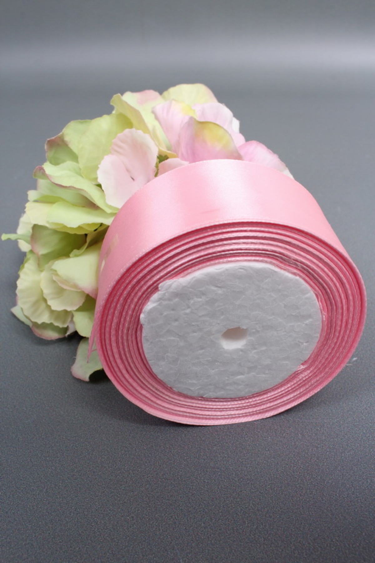 Лента атласная, на пене, односторонняя, 38 мм х 25 ярд, пудрово-розовый  0521М