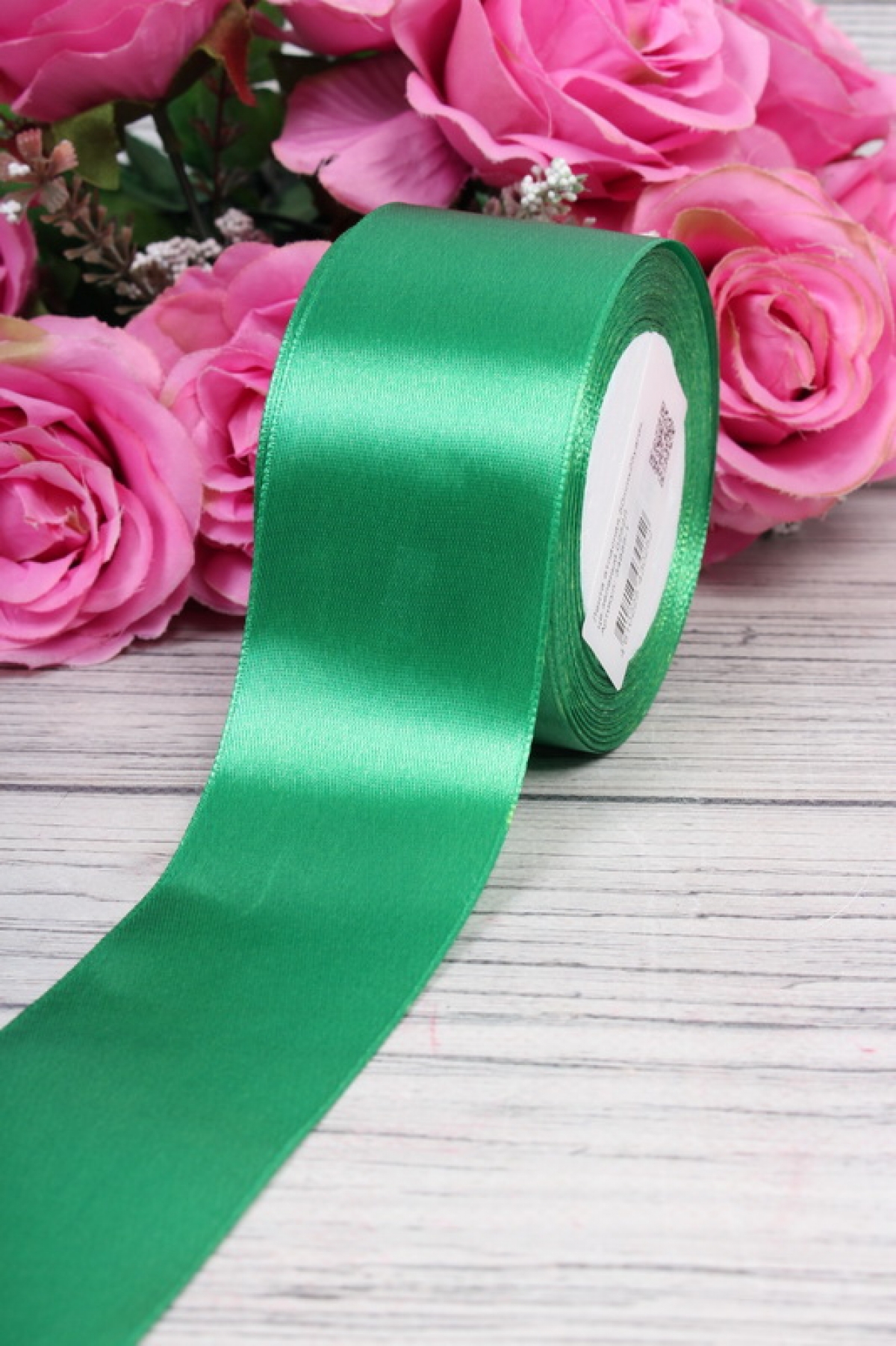 Лента атласная,50mmx25yards, цв.зеленый 0252Л