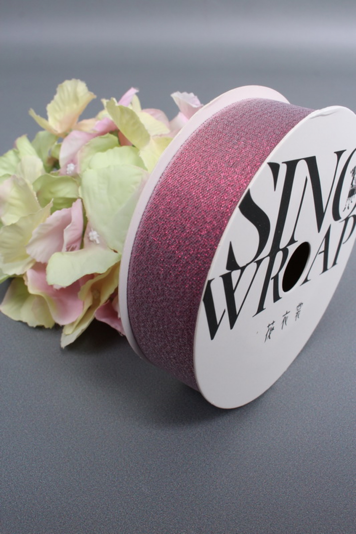 Лента декоративная Перламутровая, полиэстер, 25 мм х 13 ярд., винный 6978М