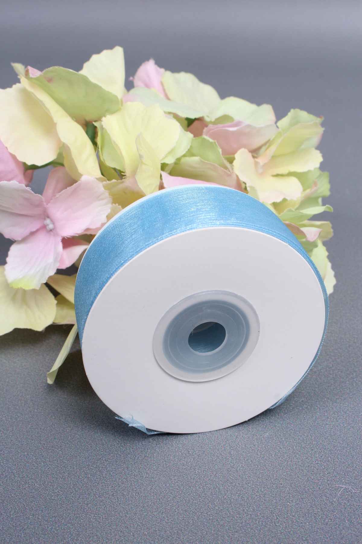 Лента органза на картонн.катушке, 25мм*25ярд, нежно-голубой 3351М