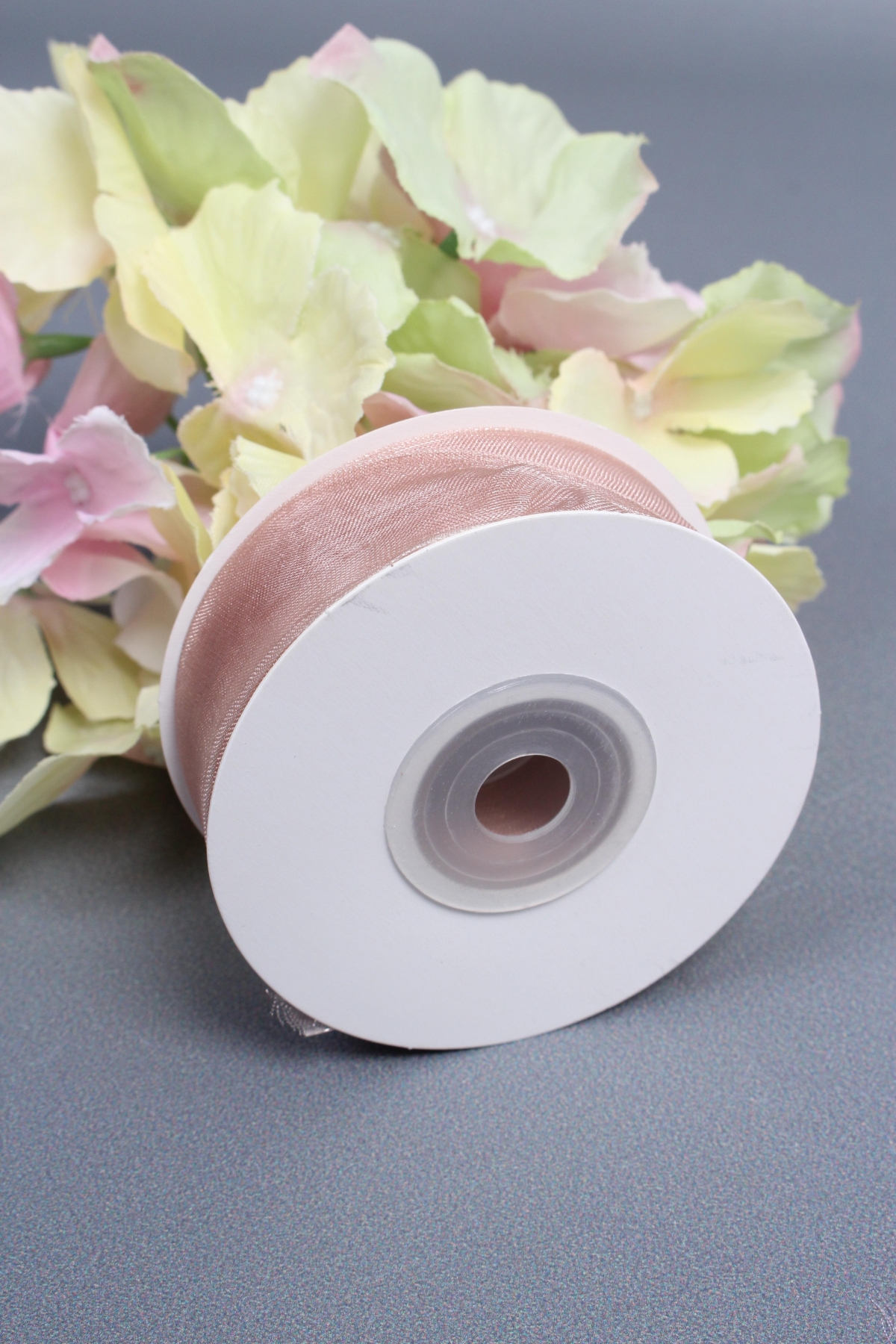 Лента органза на картонн.катушке, 25мм*25ярд, ванильный  0231М