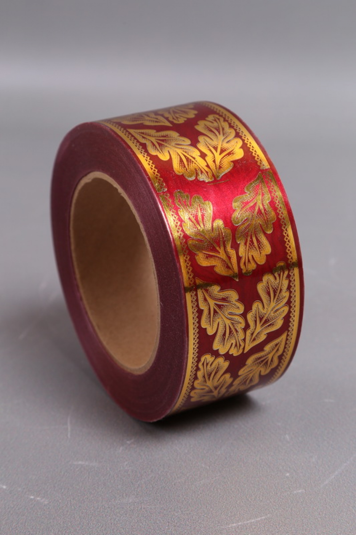 Лента с з/п ( 5см*50ярд) атласная Дубовый лист A592 БОРДО