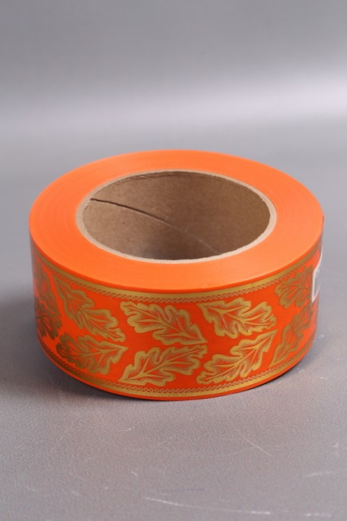 Лента с з/п ( 5см*50ярд) атласная Дубовый лист A591 ОРАНЖЕВЫЙ