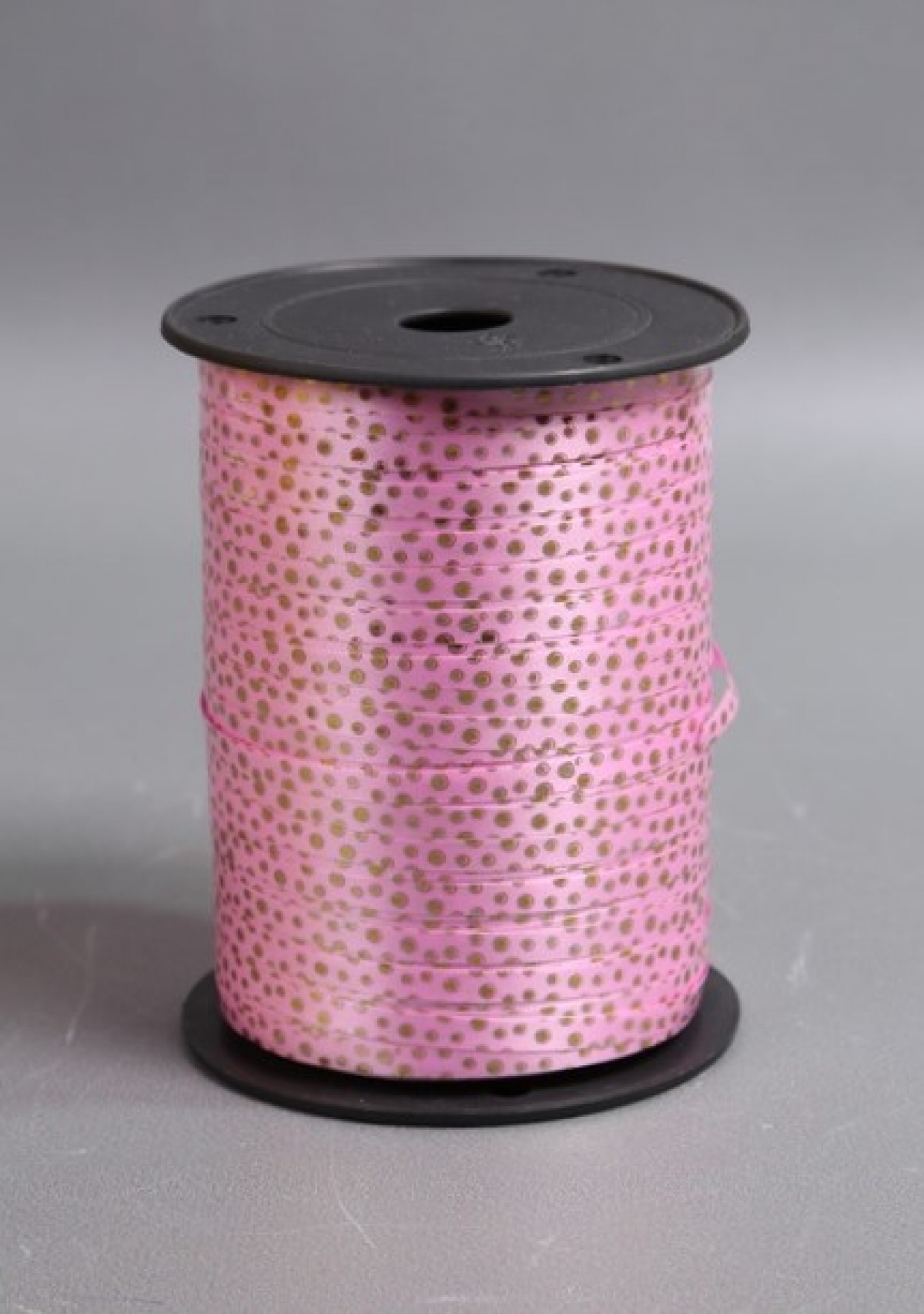 Лента с з/п (0,5см*250ярд)  горошек ЯРКО-РОЗОВЫЙ A0565 Зол.