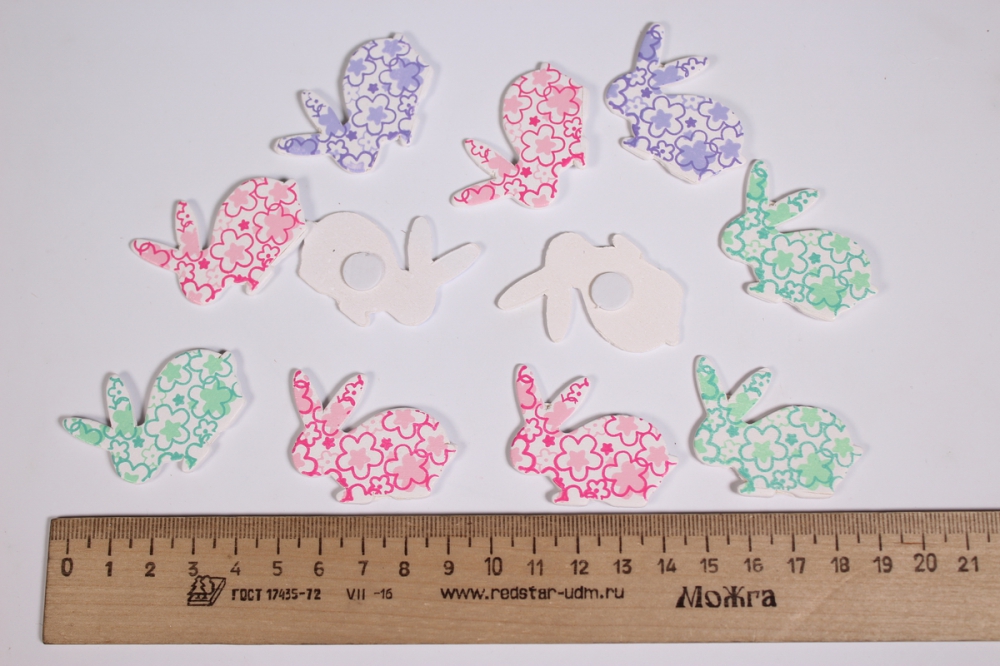 липучки декоративные - наклейка зайчик (12шт в уп) rs-149 - код 8239