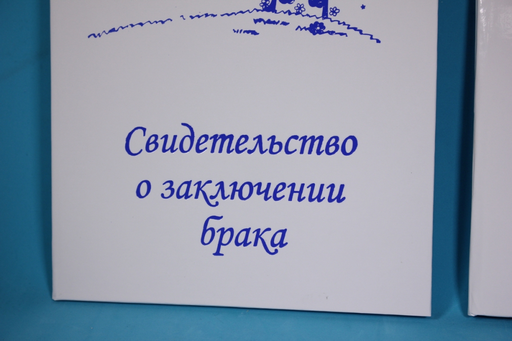 набор книга пожеланий+папка для свидетельства о браке люкс под кожу любовь синяя