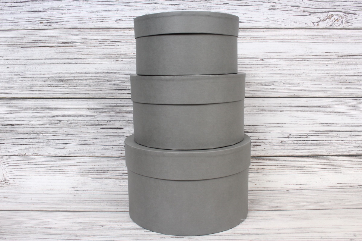 Набор коробок Imitlin (Efalin), 3 шт Круг  20*12,5, 18*10,5, 16*8,5, антрацит  2318Н