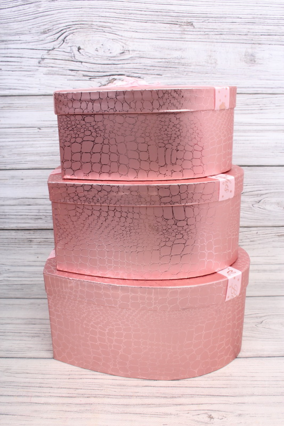 Набор коробок "Перламутровое Сердце" 3шт, 31*27*13,3cm, 27*23*11,7cm, 23*20*10,3cm, розовый 2086Н