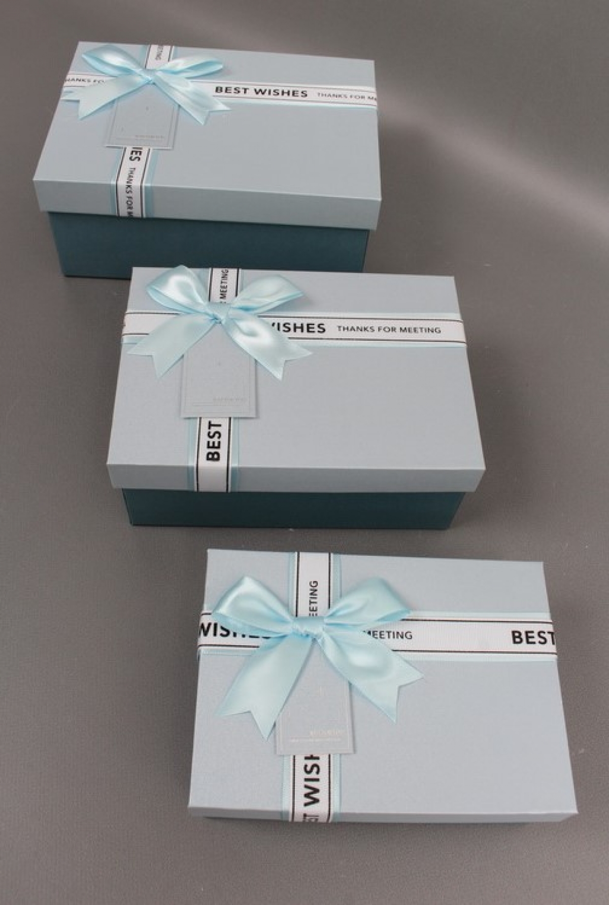 Набор коробок подарочных из 3шт -  22,5*16*9,5, 20*14*8, 17,5*12,5*6,5 см, голубой 7577М