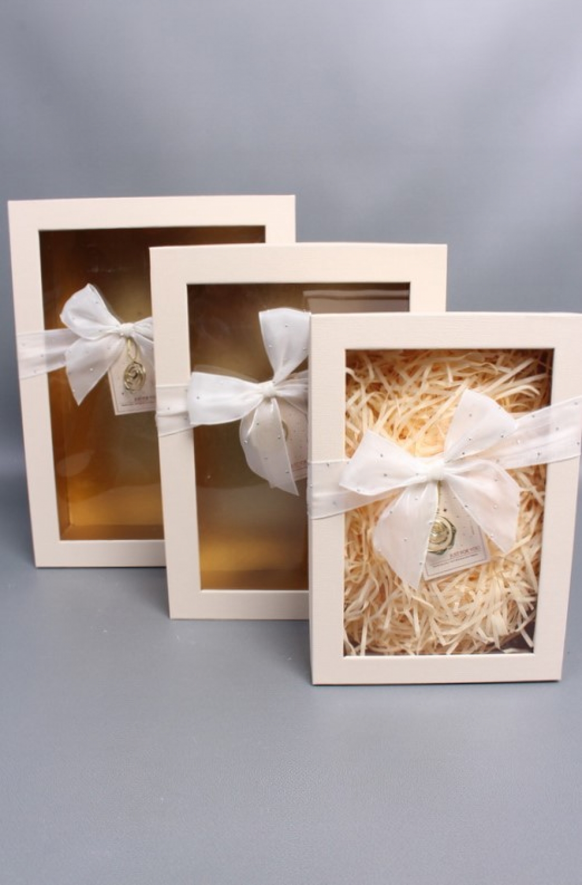 Набор коробок подарочных с бантиком из 3шт - 33,5*25*11,5, 29*21*9, 24,5*17*6,5, светло-розовый 6341