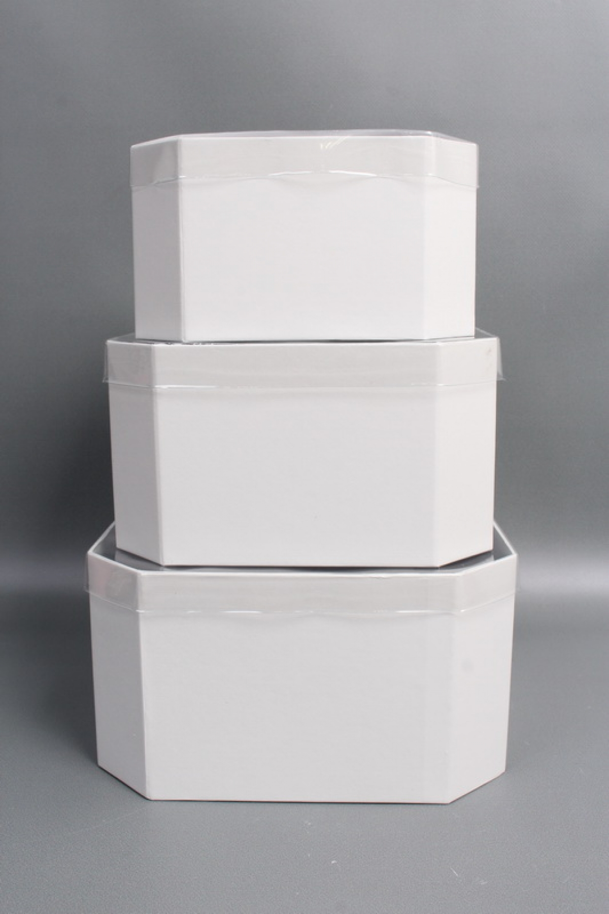 Набор коробок, с прозрачной крышкой, 3 шт., 24,5x24,5x13,5 см/ 22x22x12 см/19x19x10,5 см, белый2453М