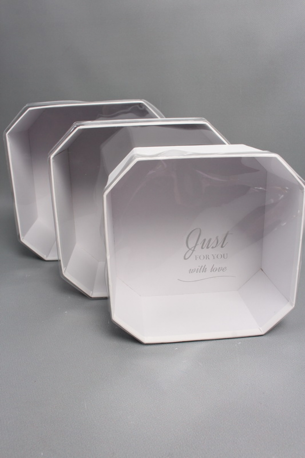 Набор коробок, с прозрачной крышкой, 3 шт., 24,5x24,5x13,5 см/ 22x22x12 см/19x19x10,5 см, белый2453М