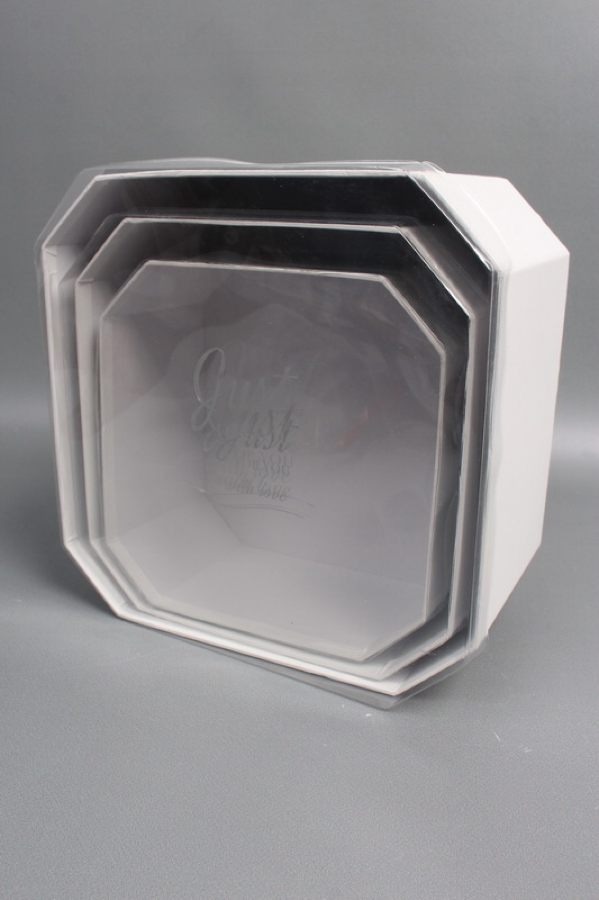 Набор коробок, с прозрачной крышкой, 3 шт., 24,5x24,5x13,5 см/ 22x22x12 см/19x19x10,5 см, белый2453М