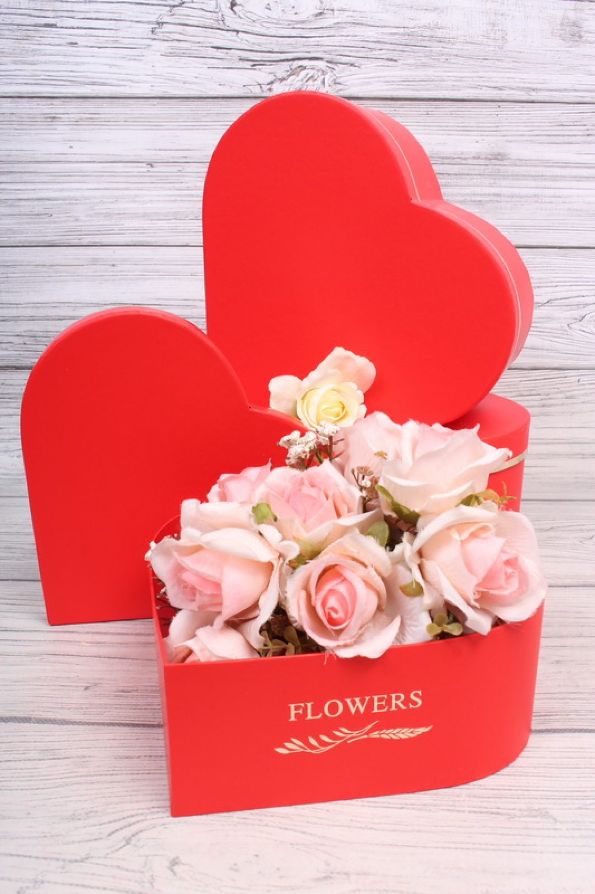 Набор коробок Сердце "Flowers" 3шт, L 28,5*26*11cm, M 25,7*23,5*10cm, S 23,5*21*8,5cm, красный 1980Н