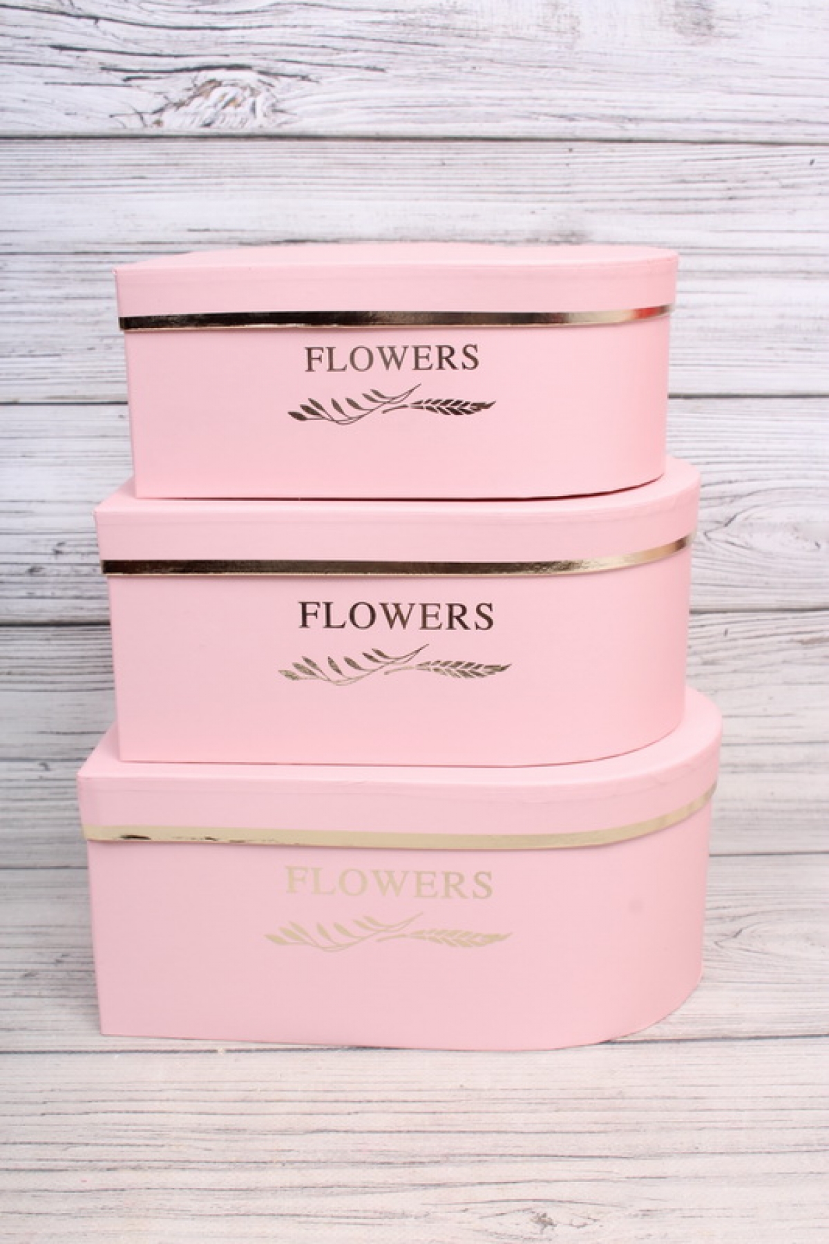 Набор коробок Сердце "Flowers" 3шт, L 28,5*26*11cm, M 25,7*23,5*10cm, S 23,5*21*8,5cm, розовый 1973Н