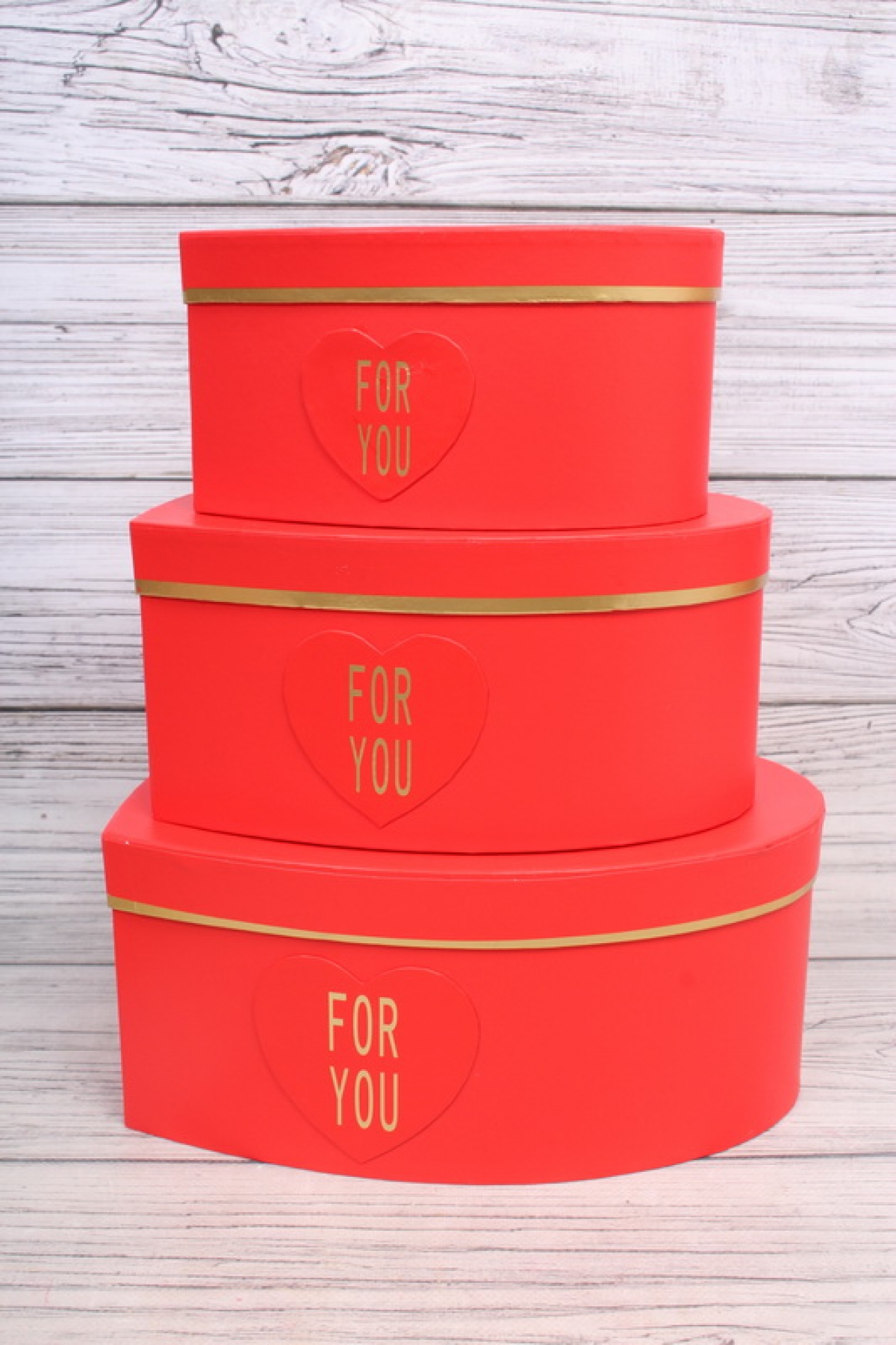 Набор коробок сердце "For You", 3 шт, L:27x27x12cm; M:23.5x23x11cm; S:19x19x10cm, красный 7139Н