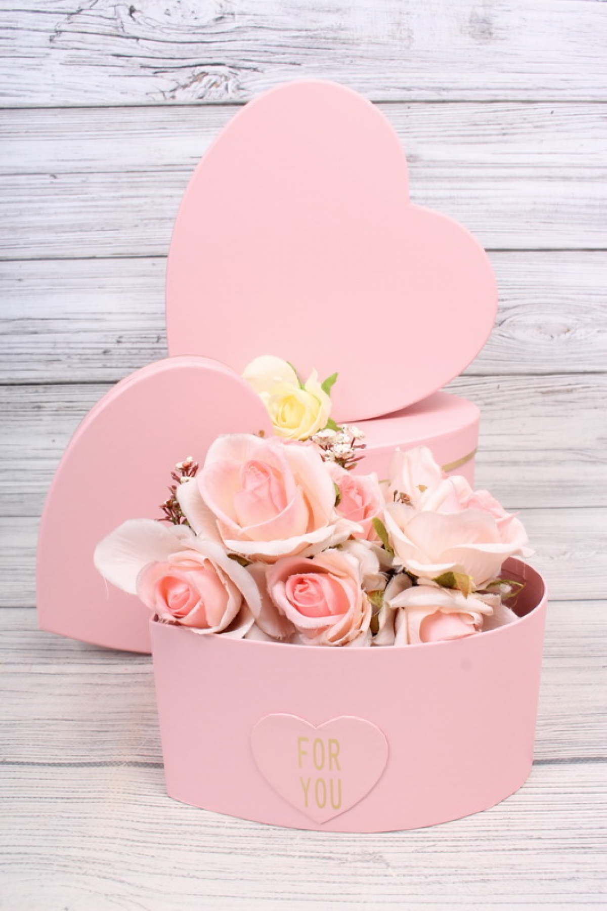 Набор коробок сердце "For You", 3 шт, L:27x27x12cm; M:23.5x23x11cm; S:19x19x10cm, розовый 7122Н
