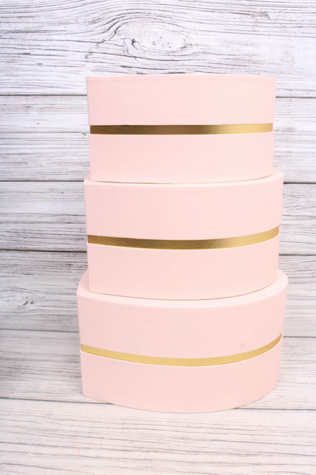 Набор коробок Сердце "Золотой кант" 3шт, 26*25*13,5cm, 24,5*23,7*12,5cm, 22,5*21,6*11cm, розовый2000