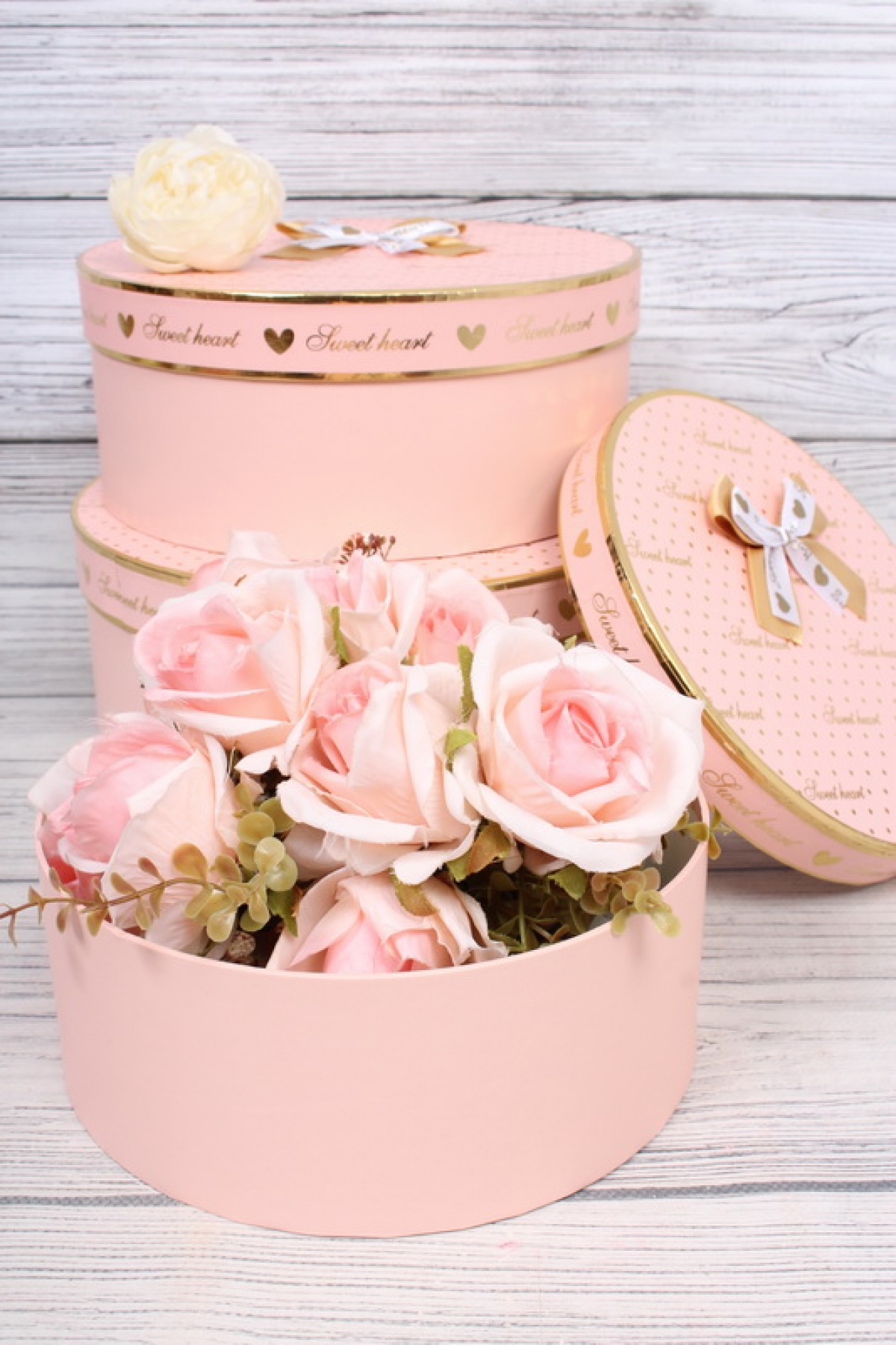 Набор коробок "Sweet heart" 3 шт, 28.3*25*11.3H; 24*21*10H; 18.8*16.5*8.3, розовый 0618Н