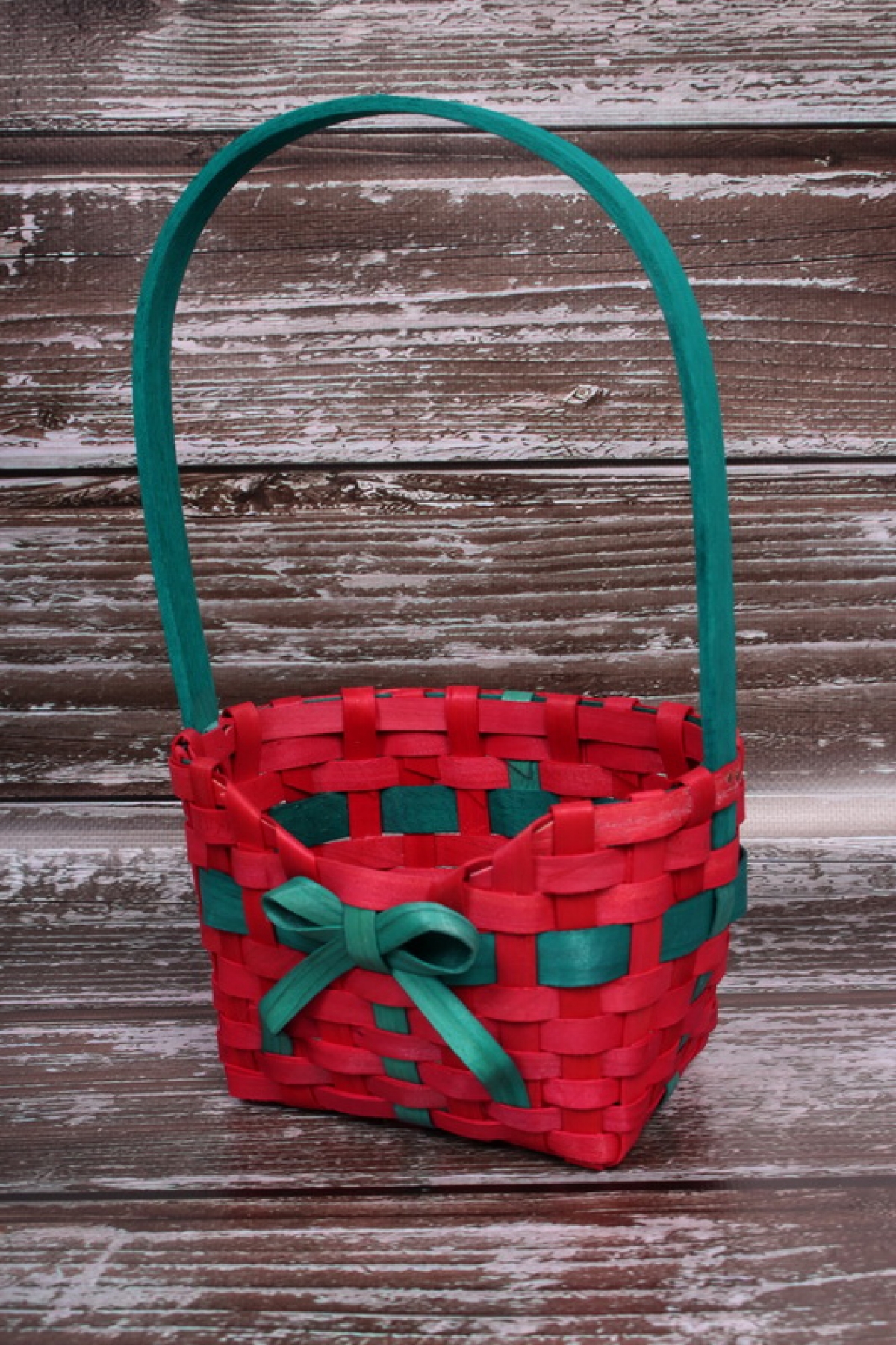 Набор корзин НГ (секвойя), 21x15x8.5x11.5/30.5см.16x10x7.5x8.5/27 см. 2шт., красный с зеленым 3919М