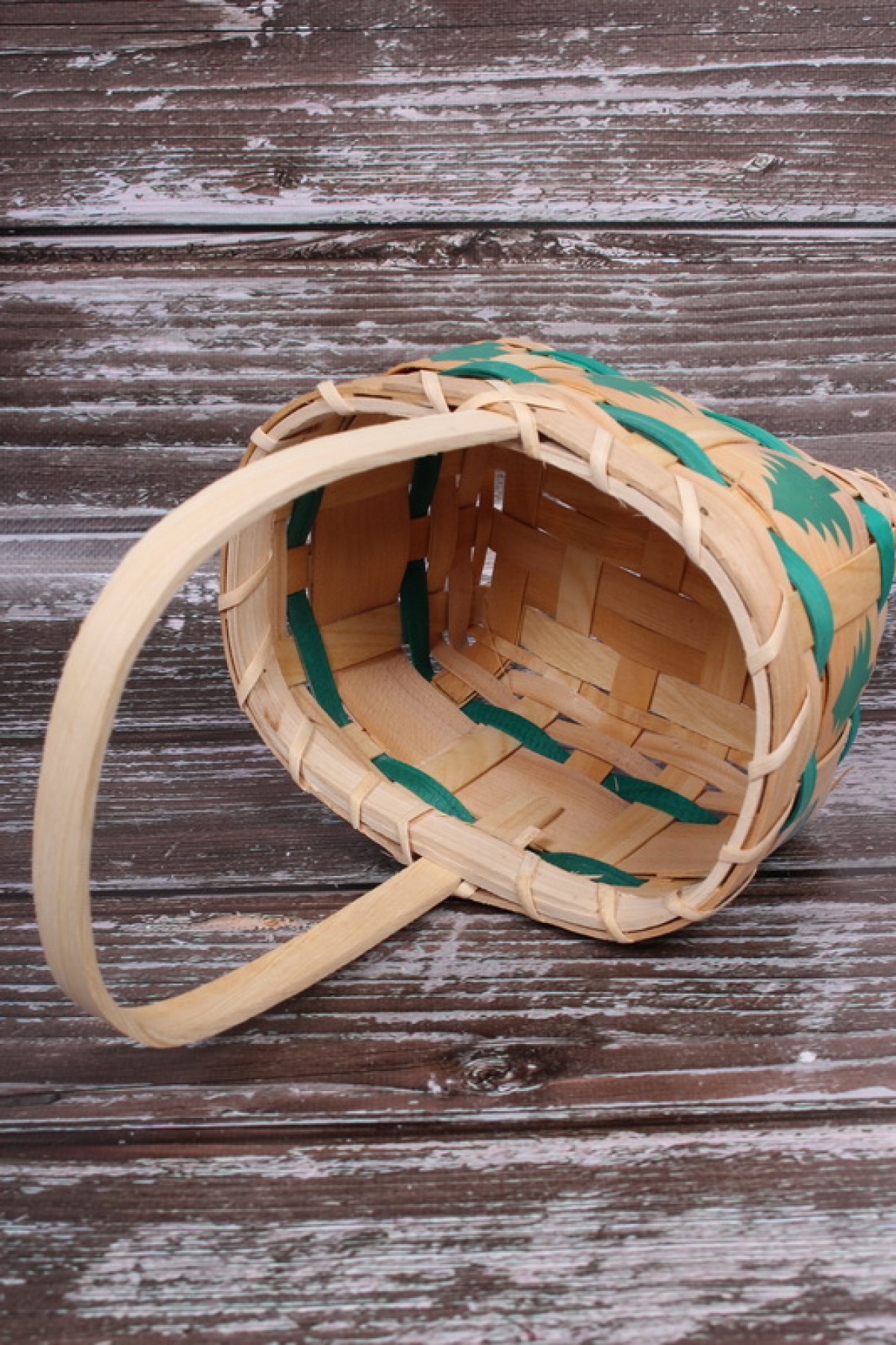 Набор корзин плет. НГ (секвойя), 23,5x18,5x13/30 см, 18,5x14,5x11/26 см, 2 шт., натур,/зелен. 3377М