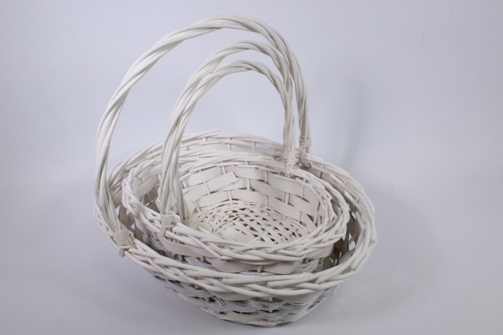набор корзин плетеных (ива), 43х35х15.5х40cm/37х29х13х35cm/31х23х10.5х30cm (белый с серым)  2137